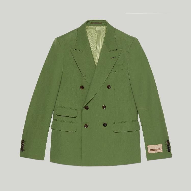 Gucci o1s1wg110225 Wool Gabardine Formal Jacket in Green Size US M / EU 48-50 / 2 - 1 Thumbnail