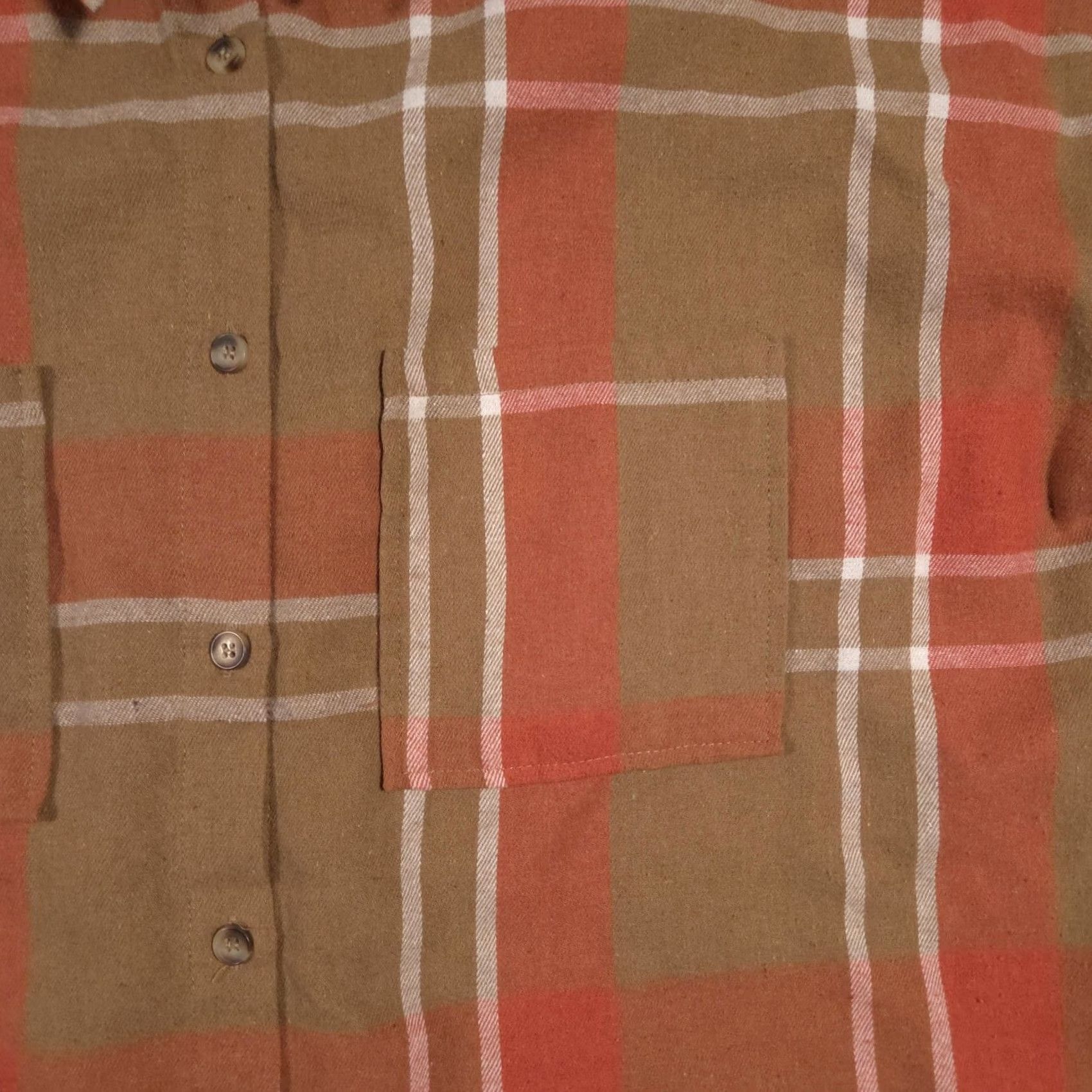 BKE BKE Shirt Womens Large Brown Plaid Button-Down Long Sleeve Boyfriend Flannel Shirt Size L / US 10 / IT 46 - 3 Thumbnail