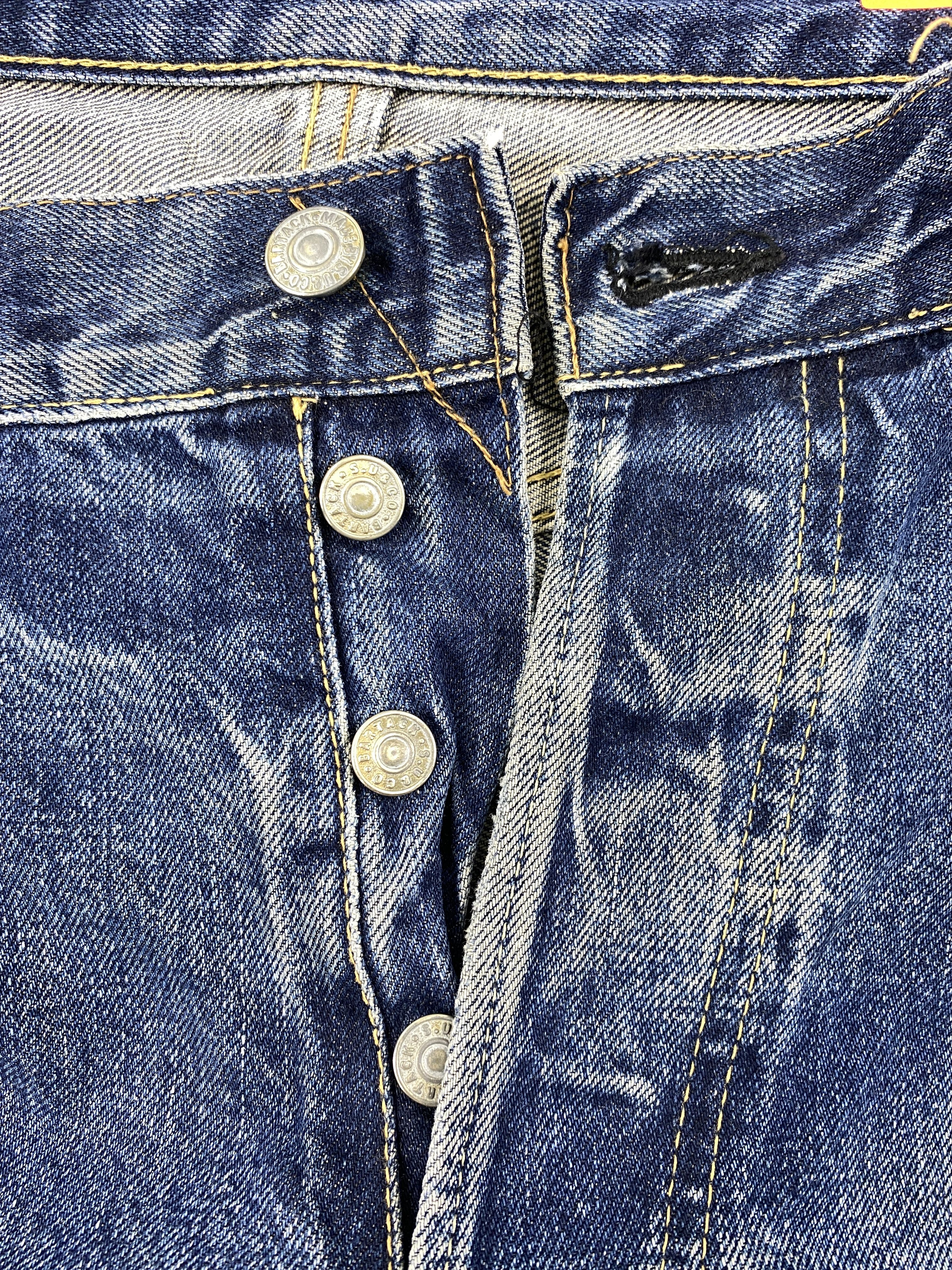 Japanese Brand Redline Distressed Blue Vintage Bartack 36x28.5 Denim JN1338 Size US 36 / EU 52 - 6 Thumbnail