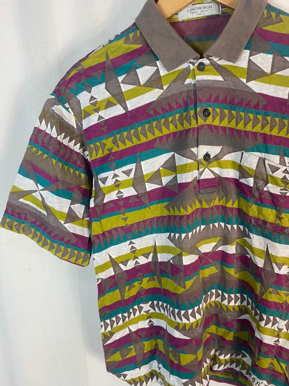 Japanese Brand × Lindbergh × Vintage Vintage Lindbergh fullprint native polo shirt Size US L / EU 52-54 / 3 - 3 Thumbnail