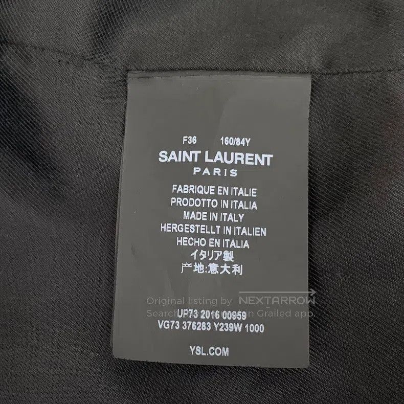 Saint Laurent Paris Saint Laurent Paris Black Striped Wool Single Breasted Lon Size XS / US 0-2 / IT 36-38 - 6 Thumbnail