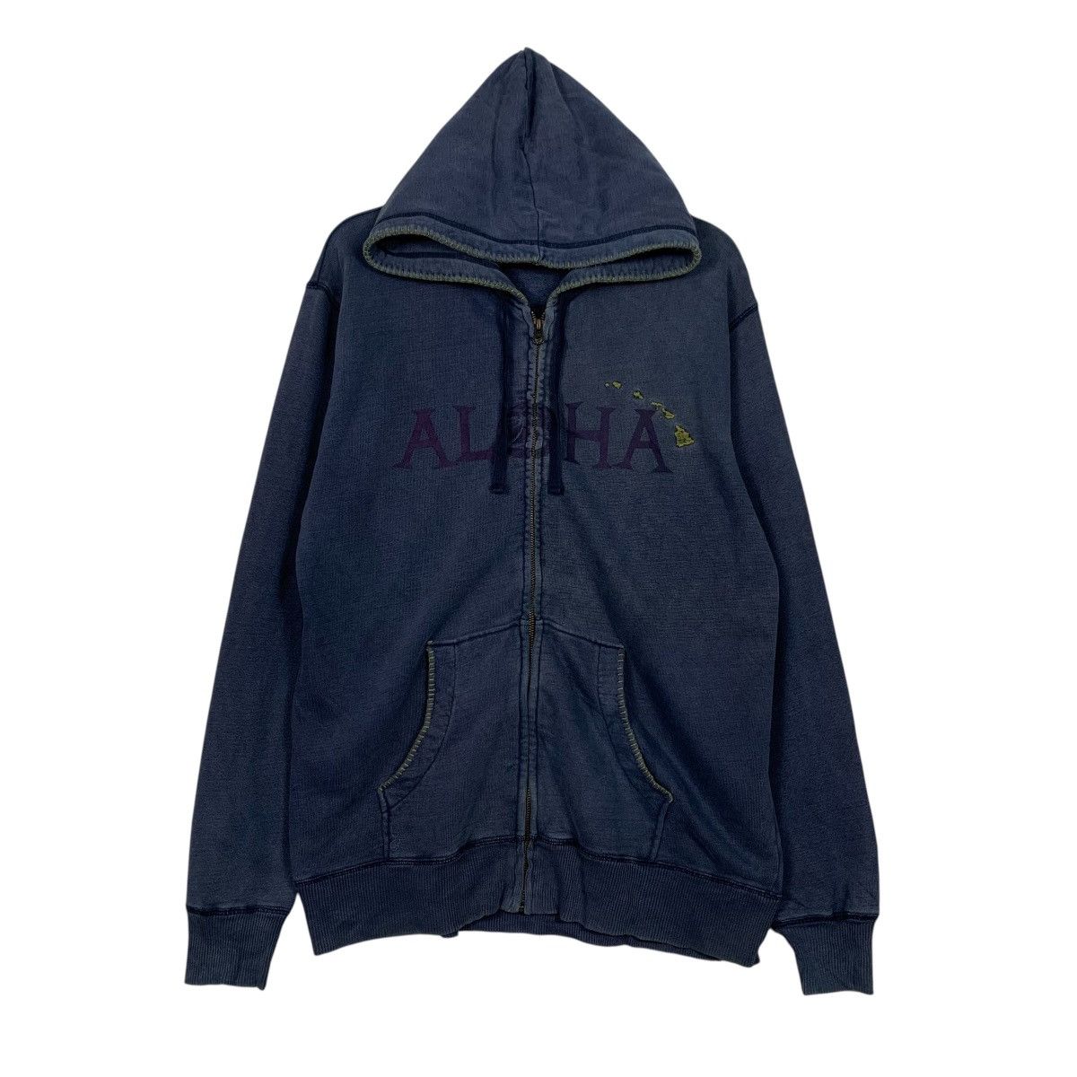 Vintage HONOLUA Surf ALOHA Big Logo Zipper Hoodies #3611-C165 Size US L / EU 52-54 / 3 - 1 Thumbnail