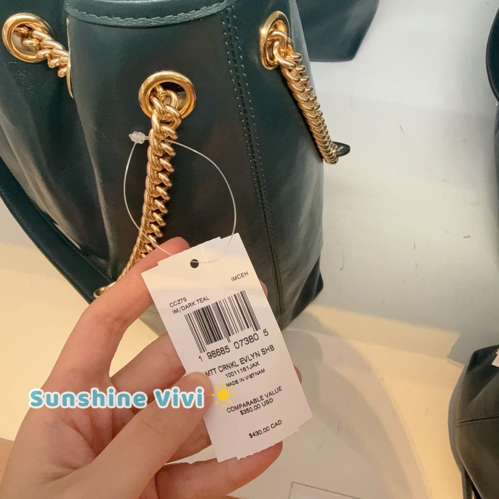 Coach NWT COACH CCZ79 Evelyn Shoulder Bag Leather DARK TEAL Size ONE SIZE - 2 Thumbnail