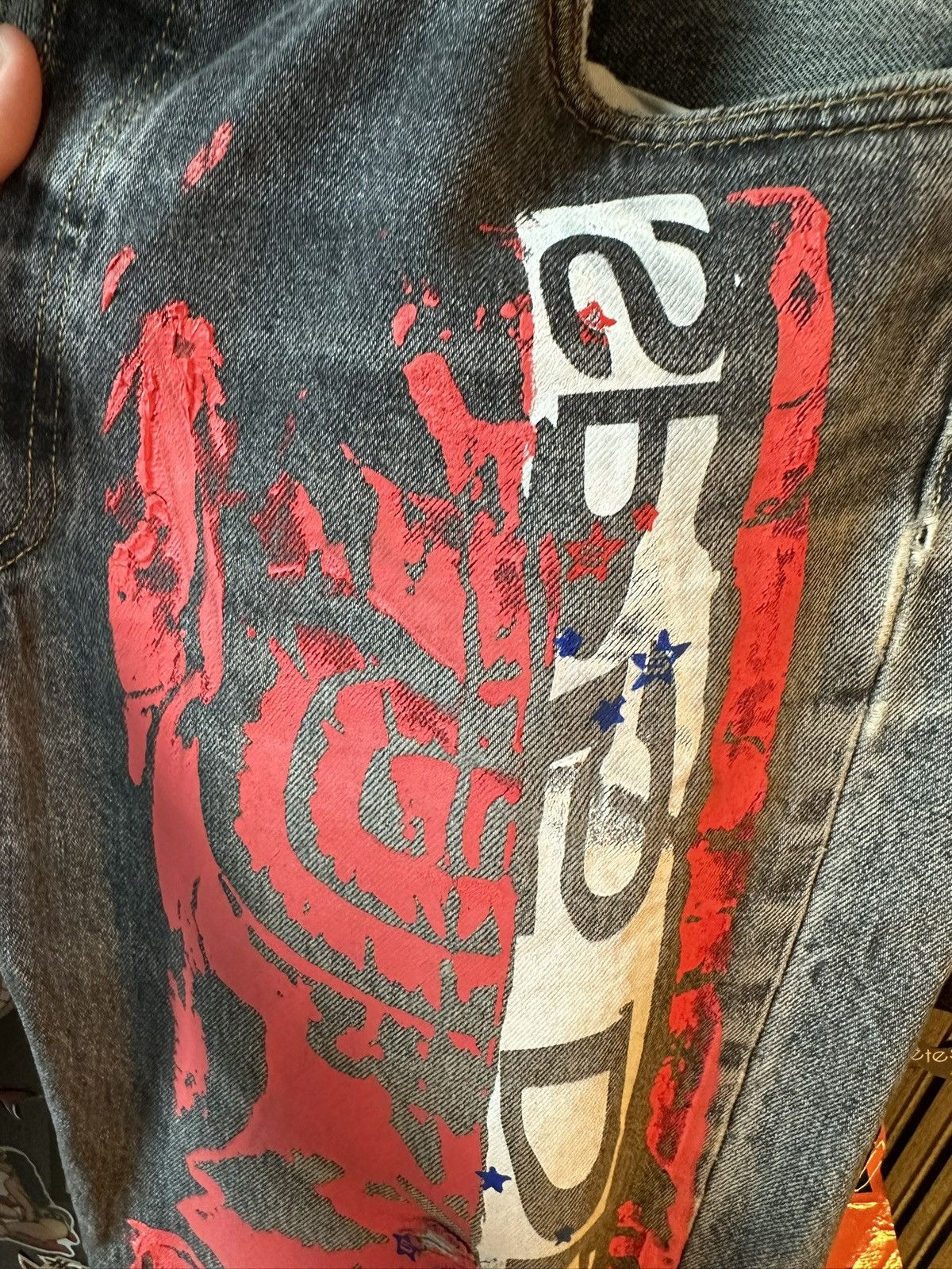 Sp5der × Young Thug Spider Worldwide Red Moto Jeans Size US 34 / EU 50 - 7 Thumbnail