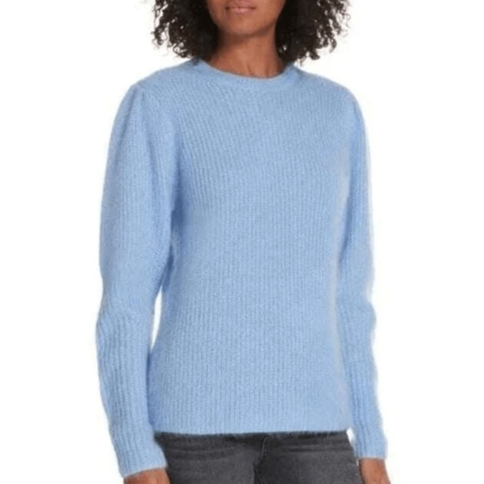 Designer Lewit. Puff Sleeve Mohair Angora Silk Wool Blend Sweater. Size L / US 10 / IT 46 - 5 Thumbnail