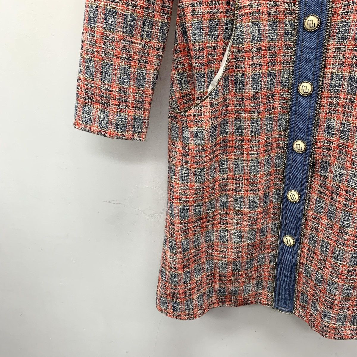 Maje Maje Pink Striped Cotton Lapel Long-sleeve Tweed Dress K26WX Size XS / US 0-2 / IT 36-38 - 4 Thumbnail