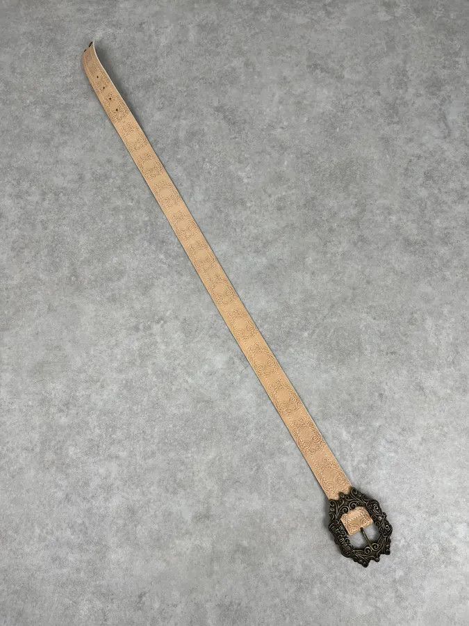 Just Cavalli 2000s Cavalli Beige Royal Buckle Leather Belt Size ONE SIZE - 8 Thumbnail