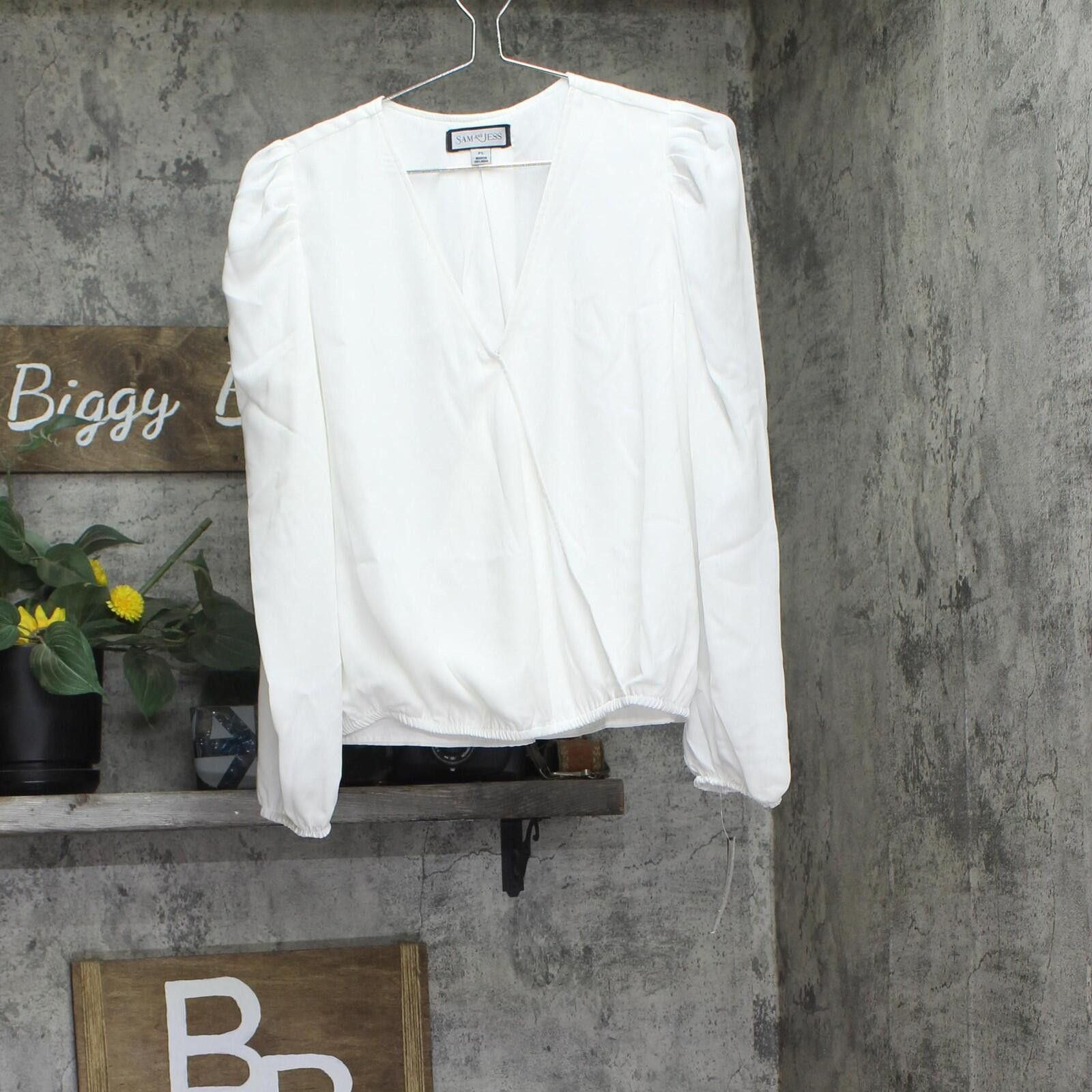 Other Sam & Jess Petite Puff-sleeve Top New Ivory Off White Pl Size L / US 10 / IT 46 - 1 Thumbnail