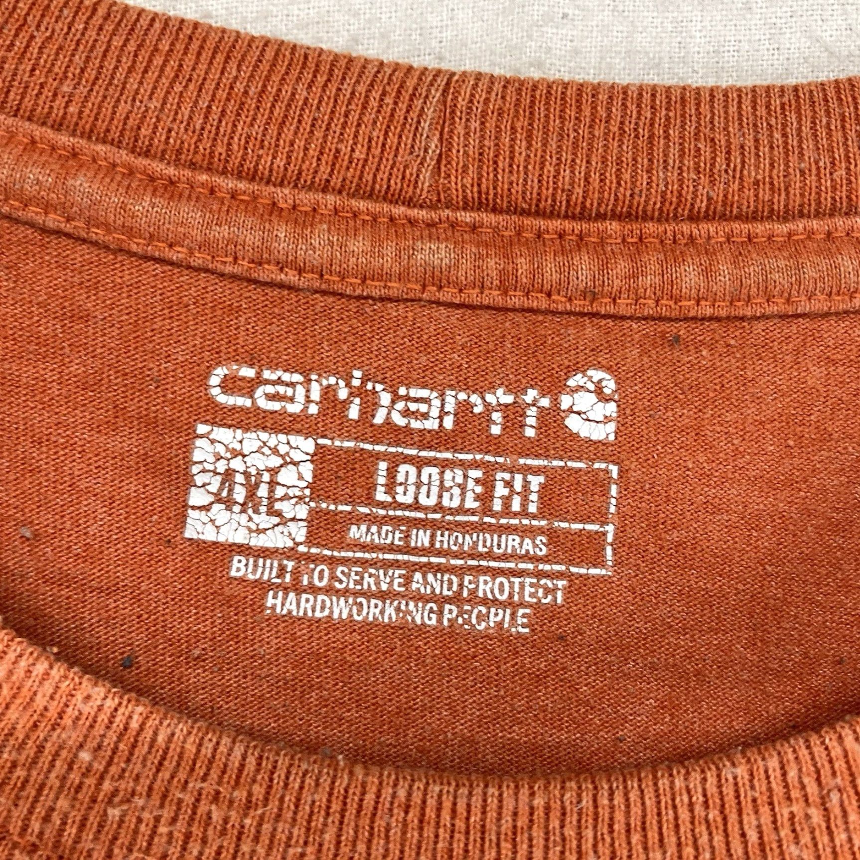 Carhartt Carhartt Mens 4XL Short Sleeve T-Shirt Loose Fit Orange Mid Weight Size US XXL / EU 58 / 5 - 3 Thumbnail