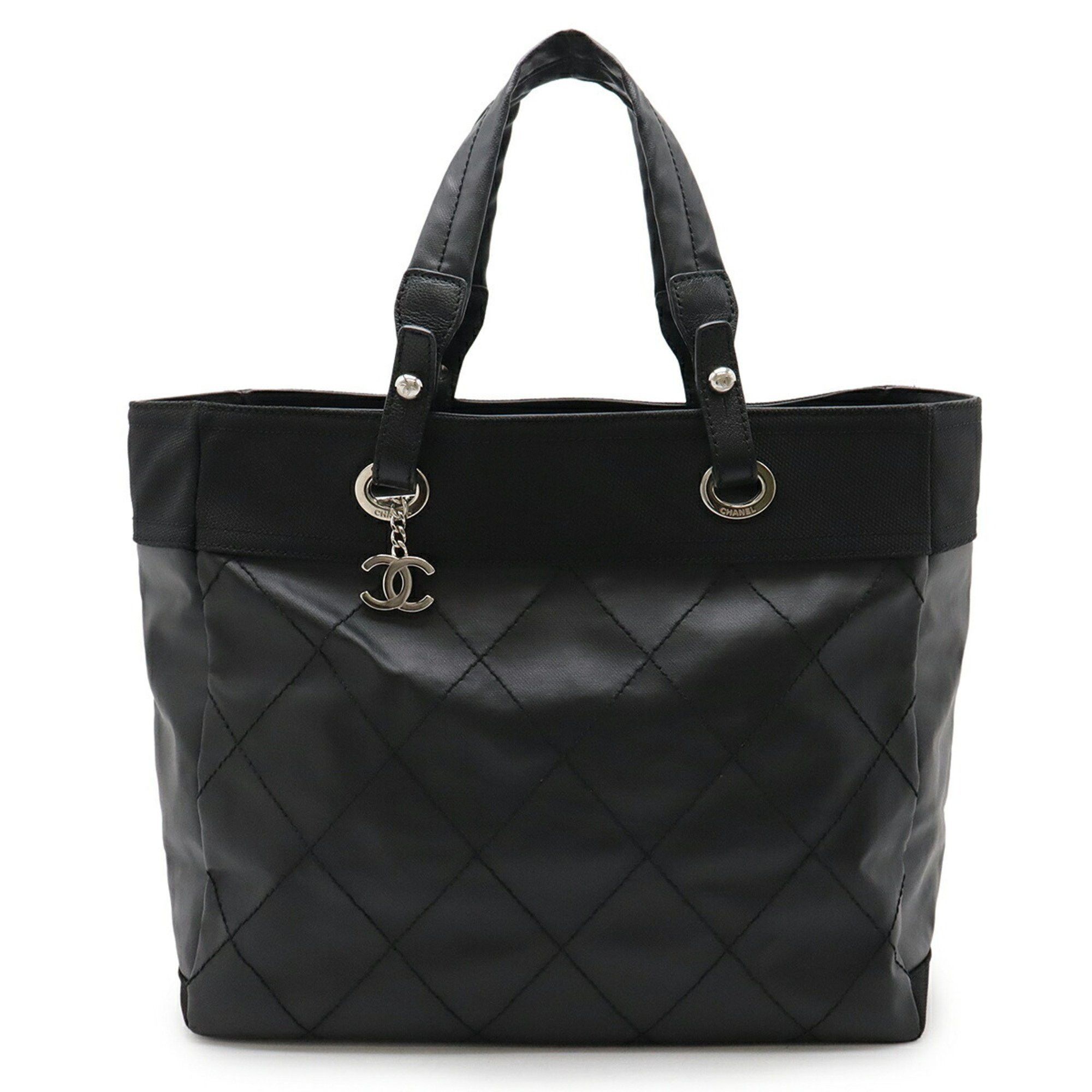Chanel Paris Biarritz Tote Mm Bag Handbag Coated Canvas Black A34209, Women's