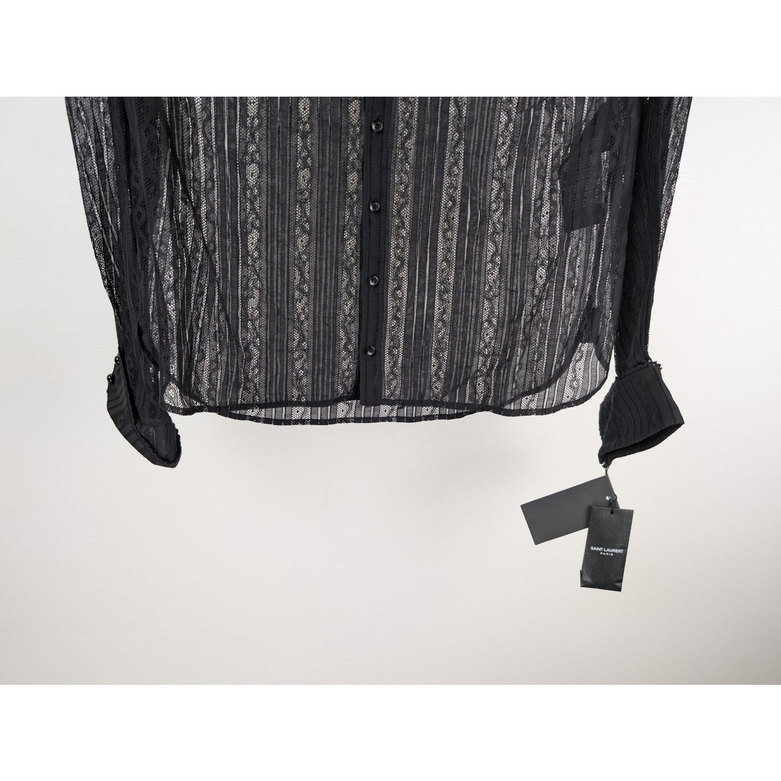 Saint Laurent Paris o1rshd1 Chemise Blouse Femme Dentelle Galon Shirt in Black Size US M / EU 48-50 / 2 - 4 Thumbnail