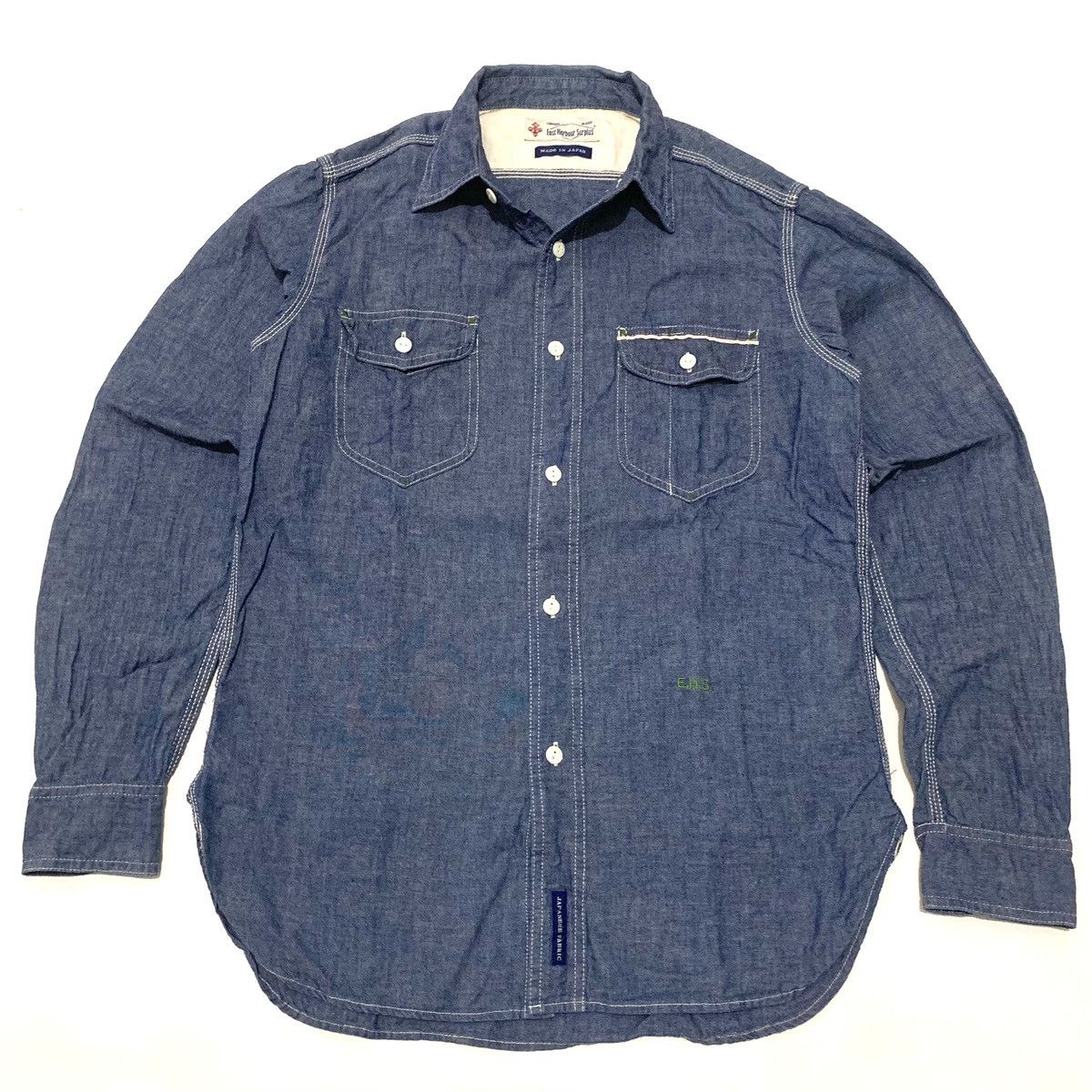 image of Archival Clothing x East Harbour Surplus Chambray Shirt in Chambray Blue, Men's (Size Small)