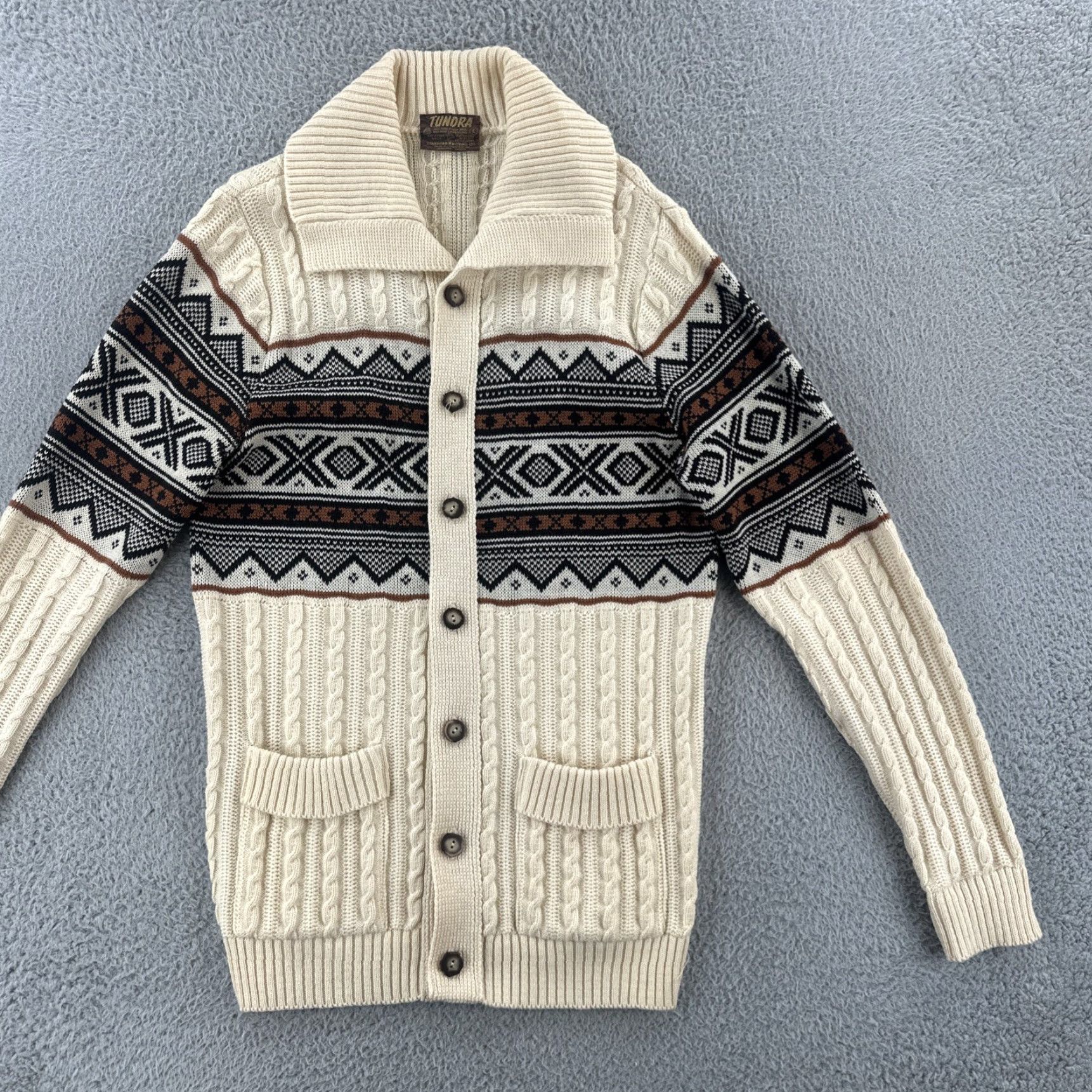 Vintage VINTAGE Tundra Mens Large Virgin Wool Button Up Cardigan Sweater Made In Canada Size US L / EU 52-54 / 3 - 2 Thumbnail