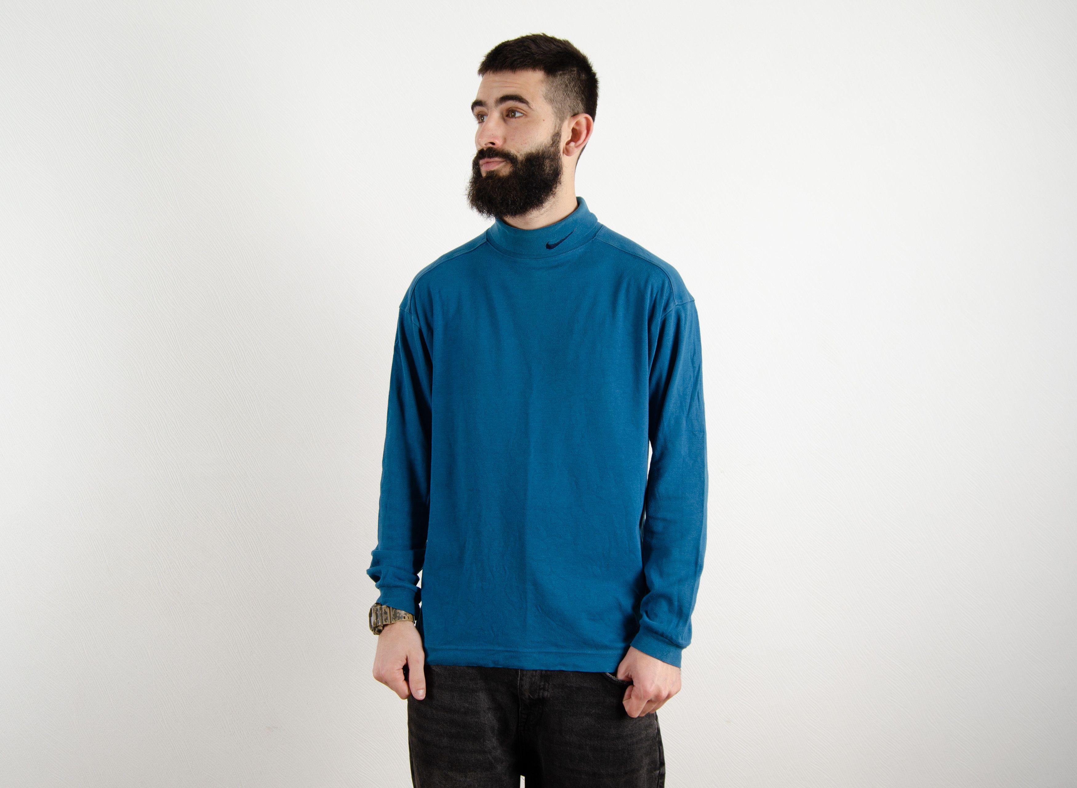 Nike Vintage Nike Turtle Neck Long Sleeve Cotton Sweater Jumper Size US M / EU 48-50 / 2 - 1 Thumbnail