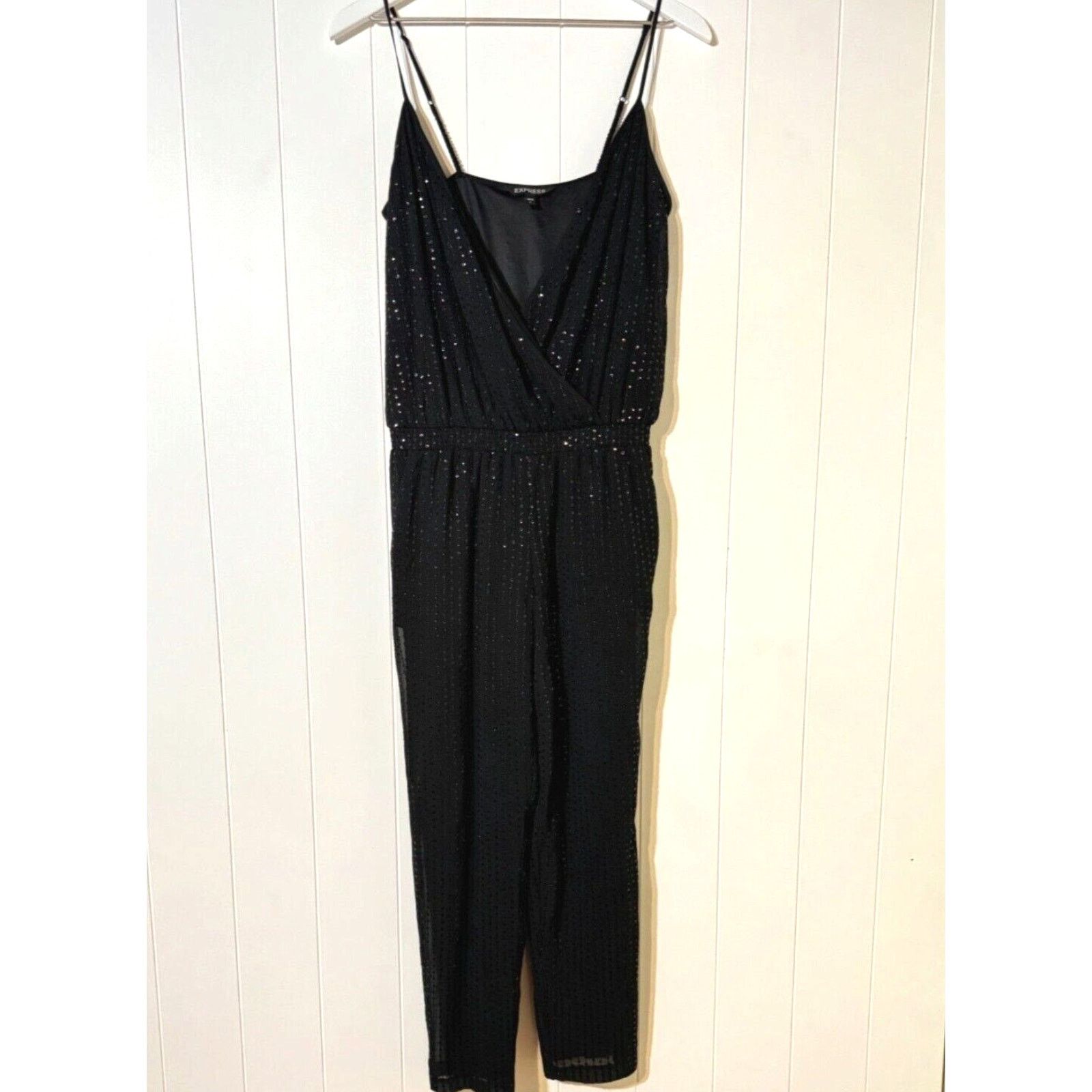 Express Express Women's Evening Wear Black Sequin Jumpsuit Size 2 Size 26" / US 2 / IT 38 - 2 Thumbnail
