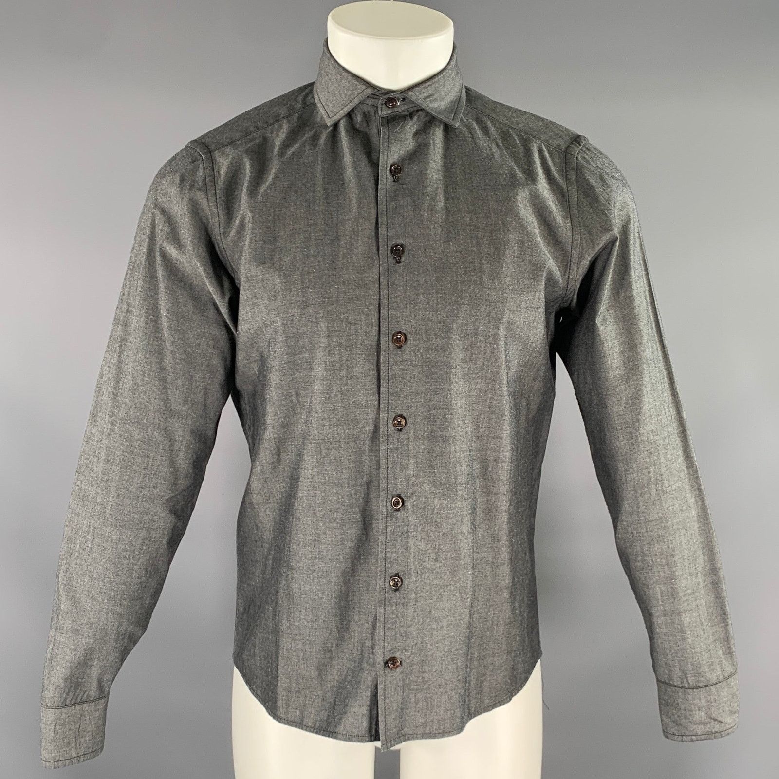 Taylor Stitch TAYLOR STITCH Grey White Heather Pointed Collar L/S Shirt Size US S / EU 44-46 / 1 - 1 Thumbnail