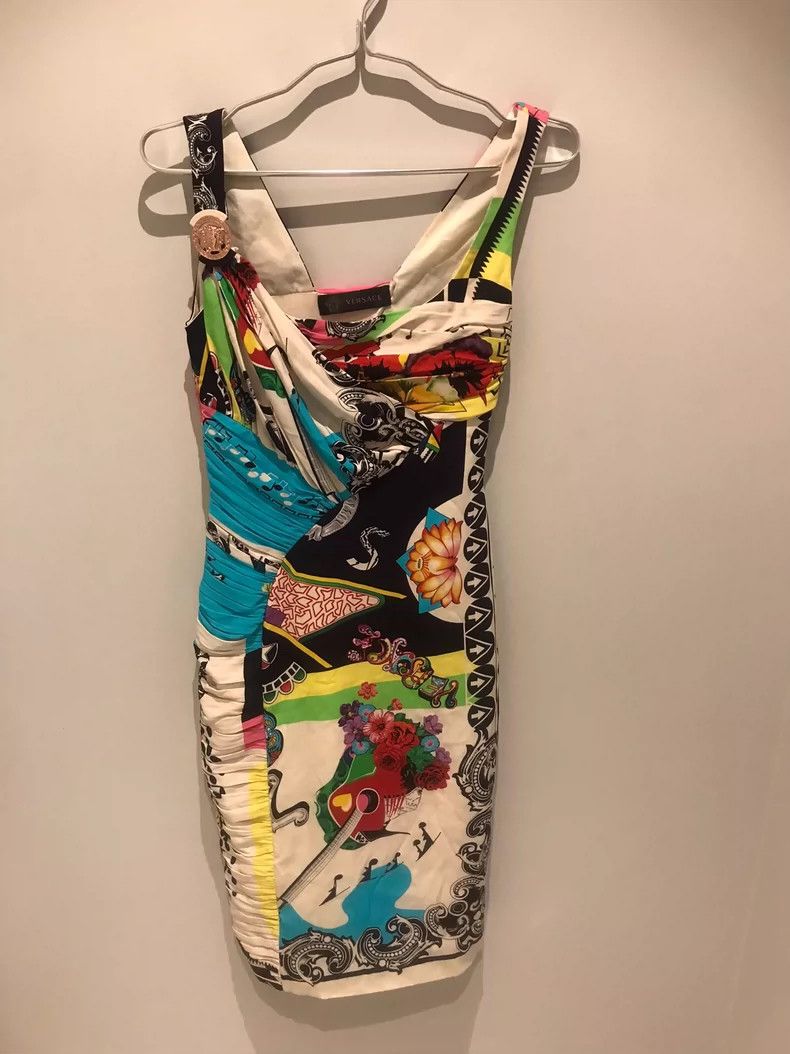 Versace Versace Main line mulberry silk dress Size L / US 10 / IT 46 - 1 Thumbnail