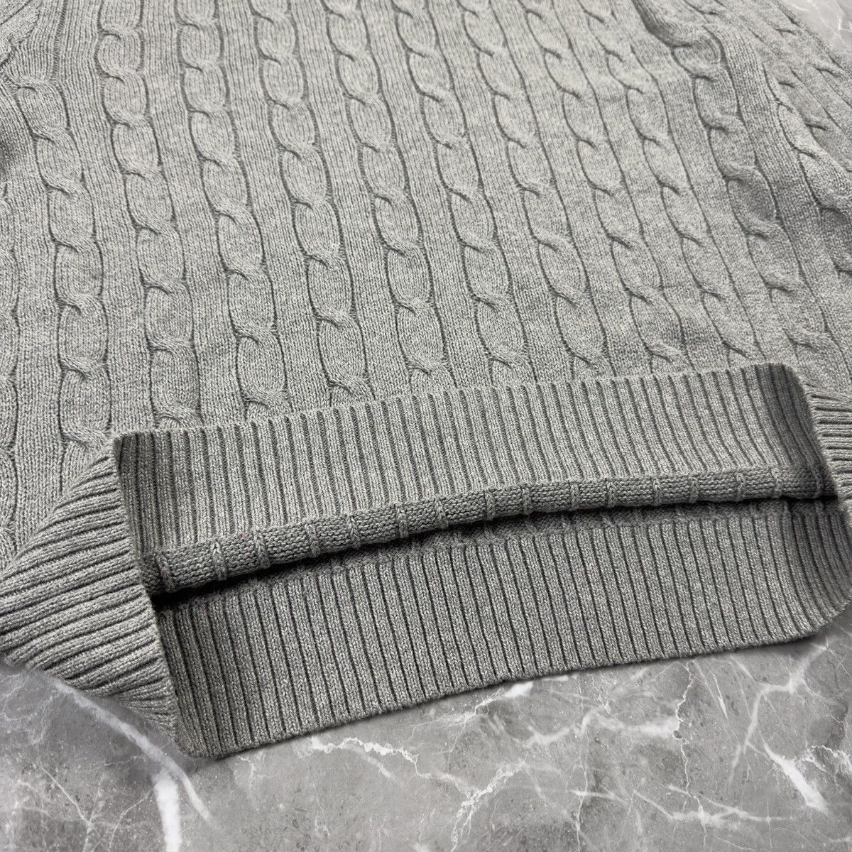 Polo Ralph Lauren Original Polo Ralph Lauren Cable Knit Gray Cotton Sweater Size US XL / EU 56 / 4 - 5 Thumbnail
