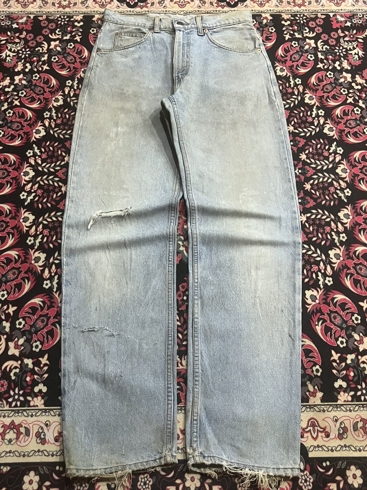 Levi's Vintage Levi’s 610 Orange Tab Light Washed Frayed Leg Jeans Size US 31 - 1 Thumbnail