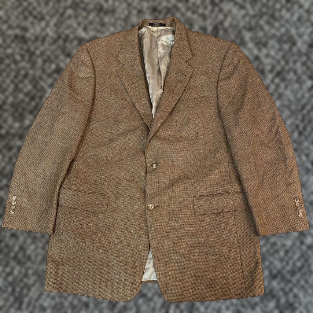 Hart Schaffner Marx Hart Schaffner Marx Sport Coat Mens 42R Brown Blazer Wool Blend Tweed Check Wool Blazer 42R Mens Business Casual Suit Jacket Coat Size 42R - 1 Thumbnail
