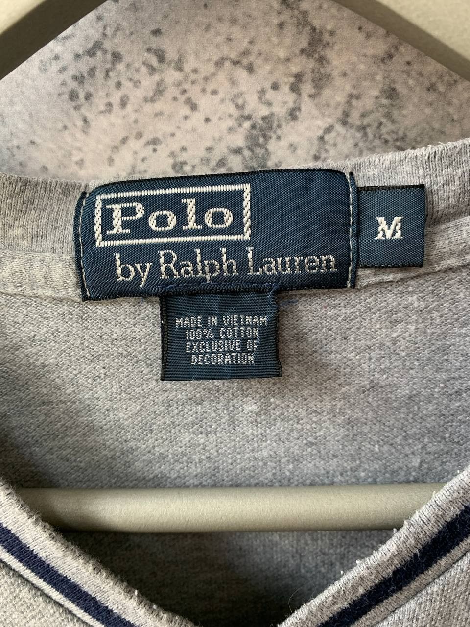 Polo Ralph Lauren × Vintage Polo Ralph Lauren Vintage 90s V-Neck T-Shirt Gray Pique Size US L / EU 52-54 / 3 - 10 Thumbnail