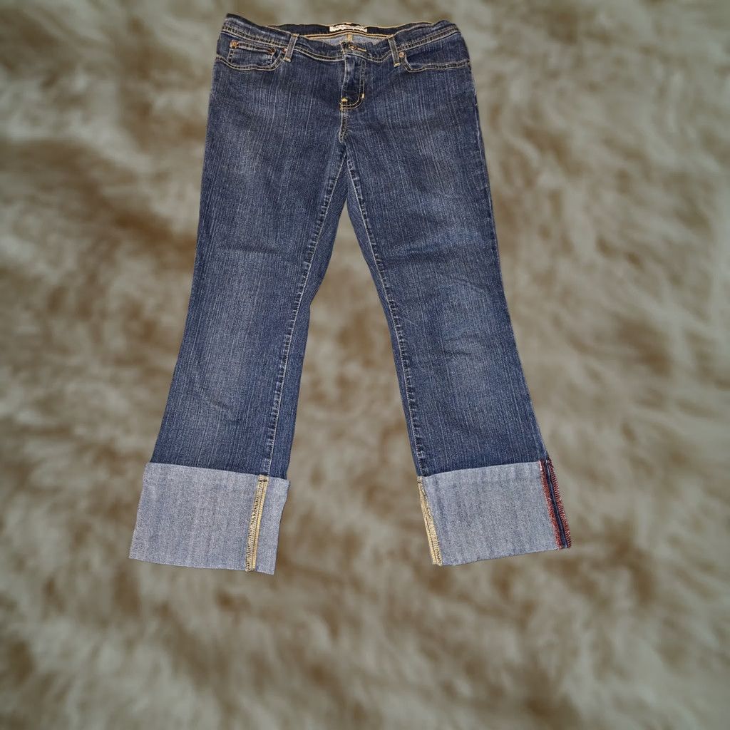 Vintage VINTAGE Polo Jeans Company Stretch Cropped Jeans Women's 28 Blue Denim Logo Preppy 90s Vintage Womens Jeans Size 28" / US 6 / IT 42 - 1 Thumbnail