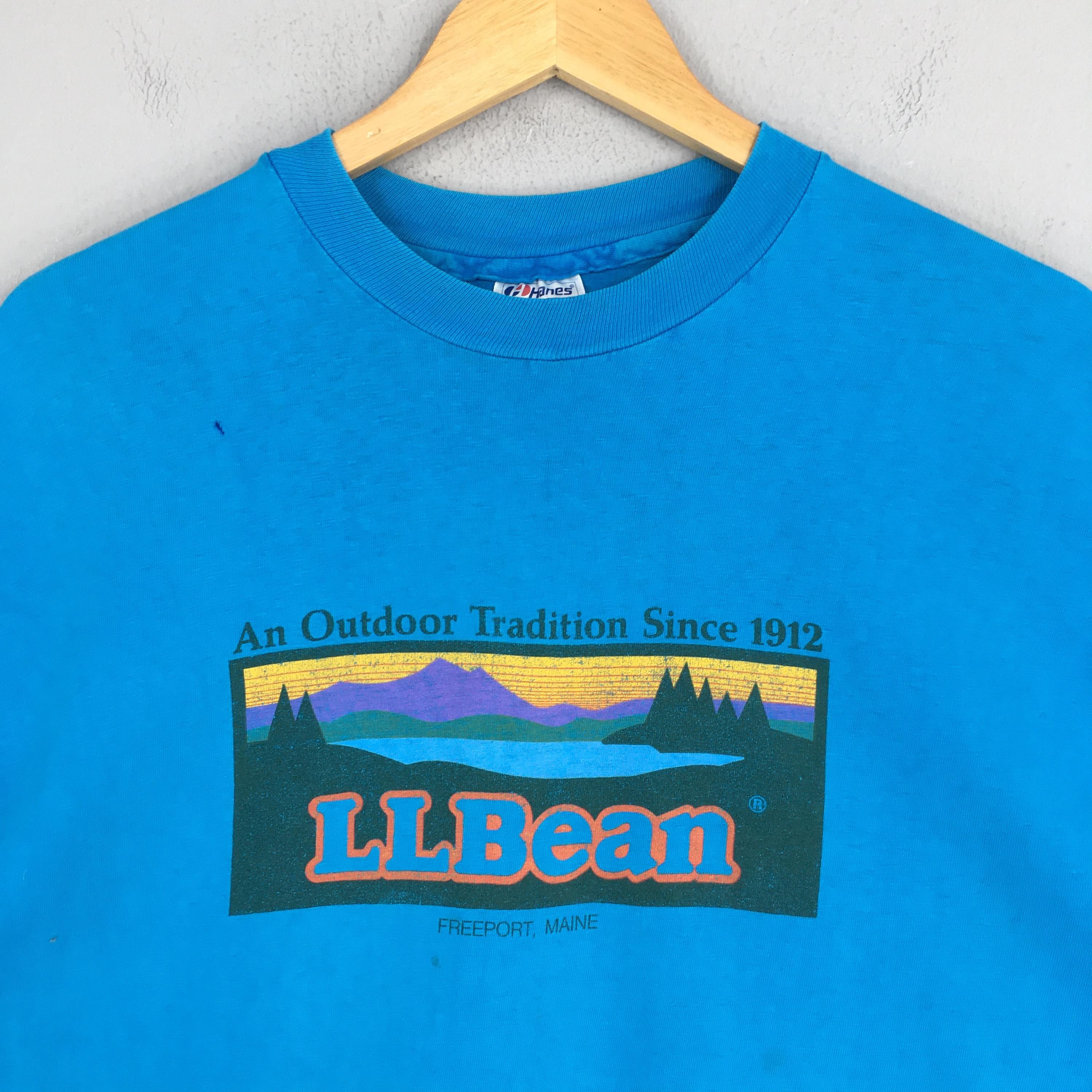 L.L. Bean Vintage 90s LL Bean Outdoor Blue Tshirt XLarge Size US XL / EU 56 / 4 - 2 Thumbnail