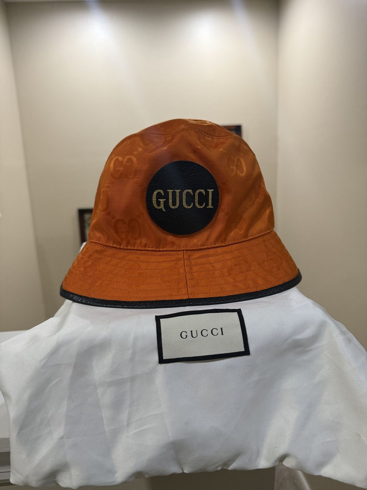 Gucci Off The Grid Orange Bucket Hat Monogram Large