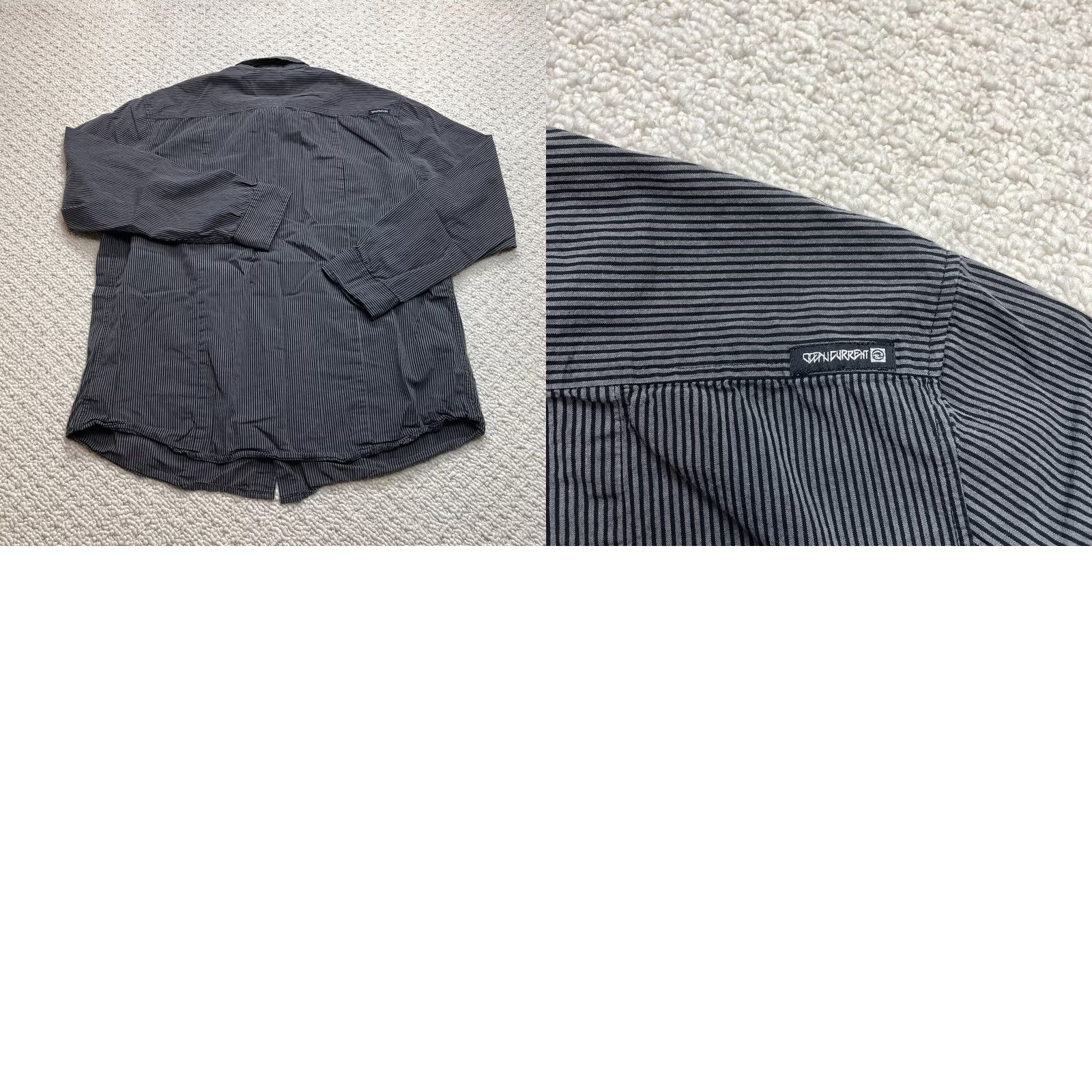 Vintage Ocean Current Shirt Mens 2XL Gray Dark Button Down Long Sleeve Pockets Top Size US XXL / EU 58 / 5 - 9 Thumbnail