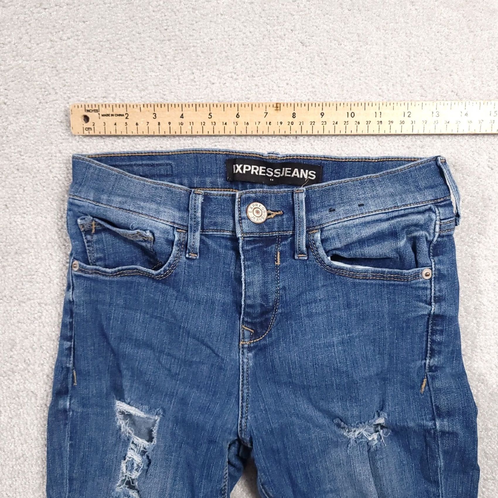 Express VINTAGE Express Jeans Skinny Ankle Mid Rise Destroyed Women's 2S Short Stretch Denim Size 26" / US 2 / IT 38 - 4 Thumbnail