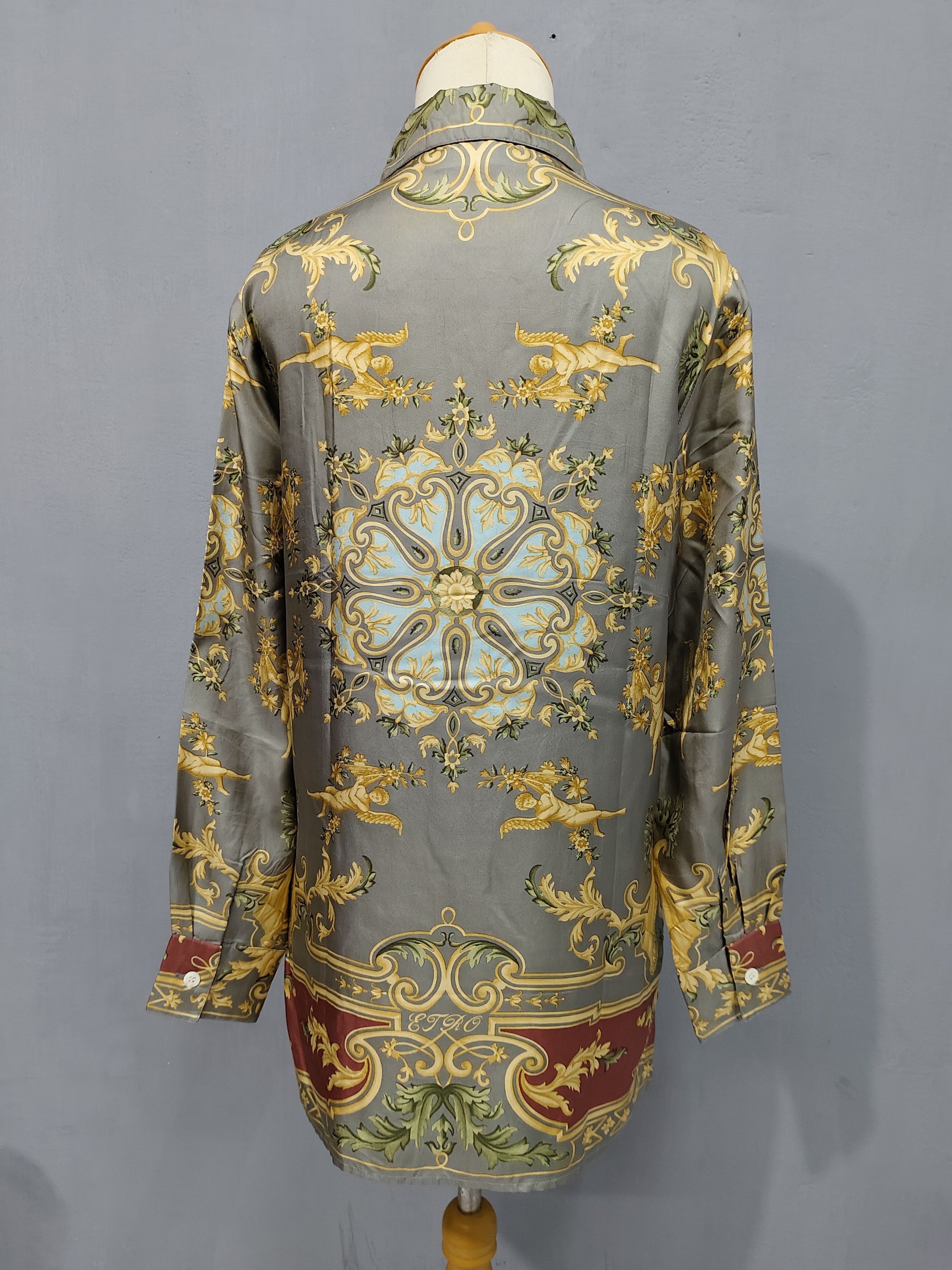 Etro 2000s ETRO- Renaissance Baroque Cherub Silk Shirt Size M / US 6-8 / IT 42-44 - 4 Thumbnail