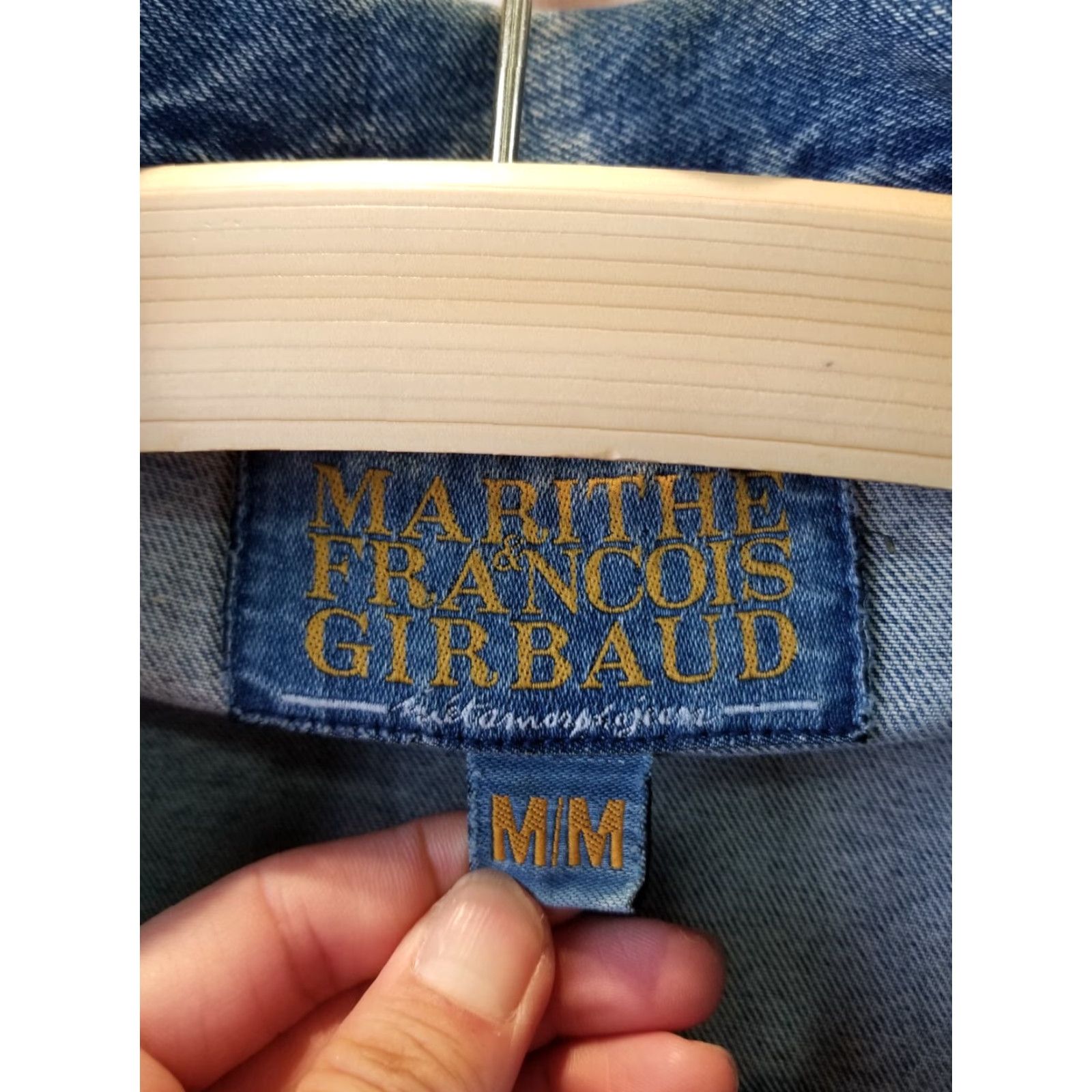 Denime VINTAGE MARITHE FRANCOIS GIRBAUD Denim Jacket SHIRT Men M Blue 90s 20 Inch Cross Shoulder Cross Chest Shoulder to Cuff 24 Inch Top to Bottom 27 Inch Size US M / EU 48-50 / 2 - 3 Thumbnail