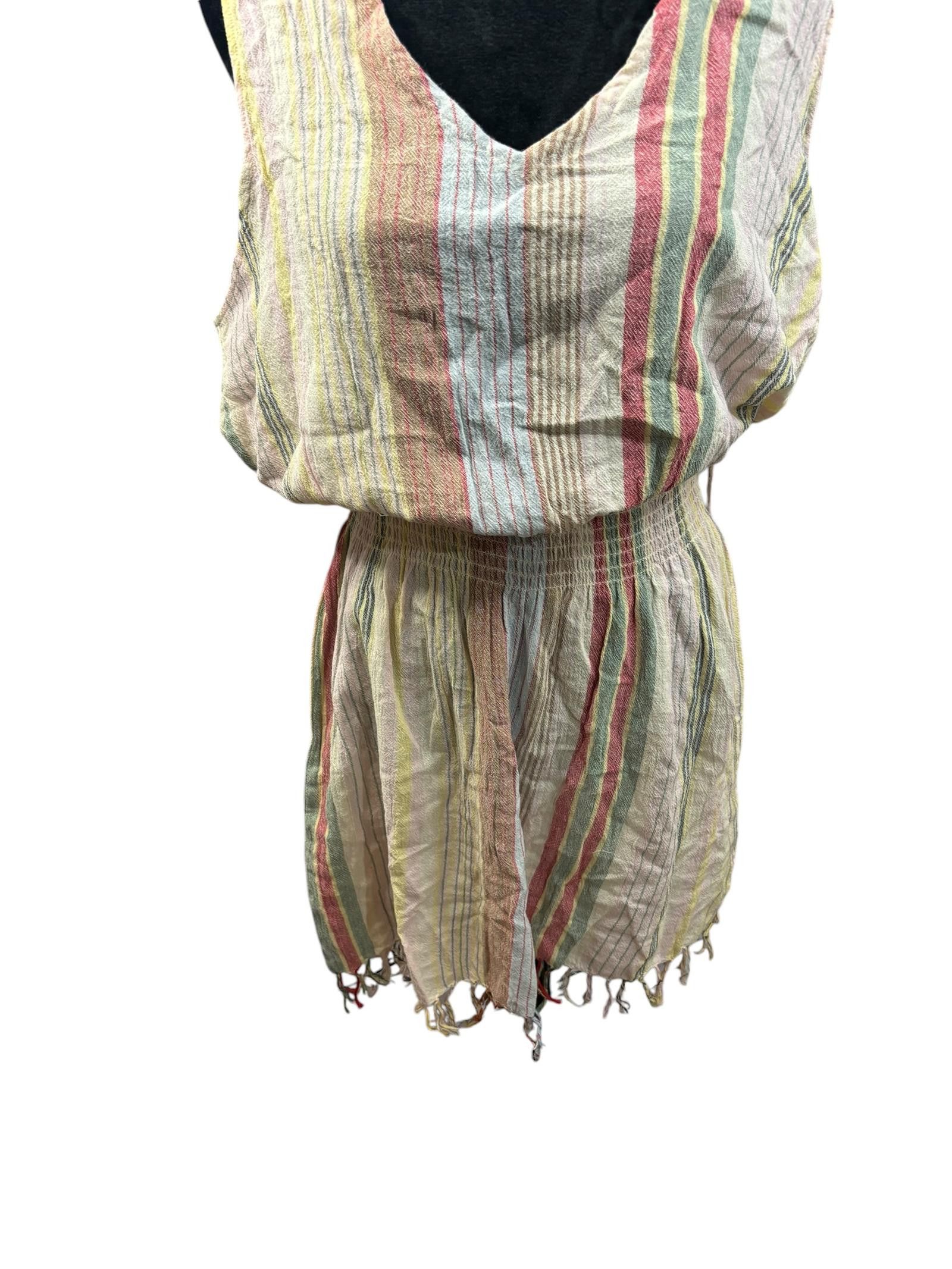 Designer Becca - Stylish Multi-Striped Boho Chic Romper Size L / US 10 / IT 46 - 1 Thumbnail