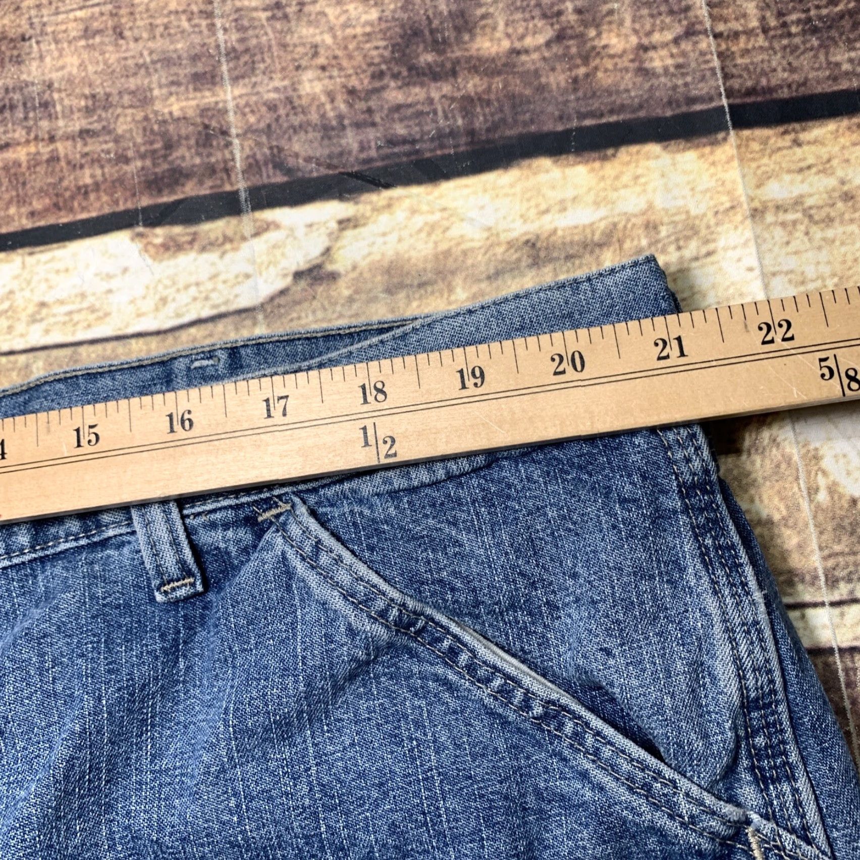 Wrangler Wrangler Carpenter Shorts Blue Jean Mens 42 Denim Work Cargo Authentic Denim Carpenters Regular Rise 5-Pocket Zip Belt Loops Size US 38 / EU 54 - 3 Thumbnail