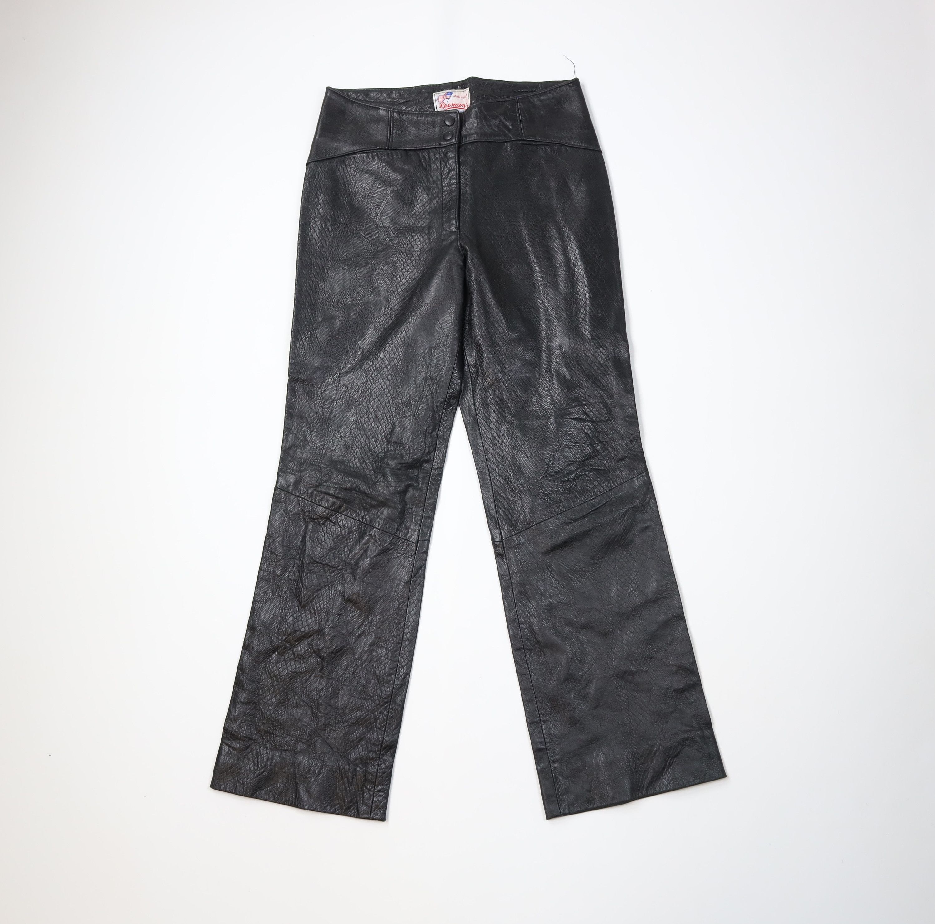 Vintage Vintage 90s Streetwear Leather Wide Leg Pants Black USA Size 32" / US 10 / IT 46 - 1 Thumbnail