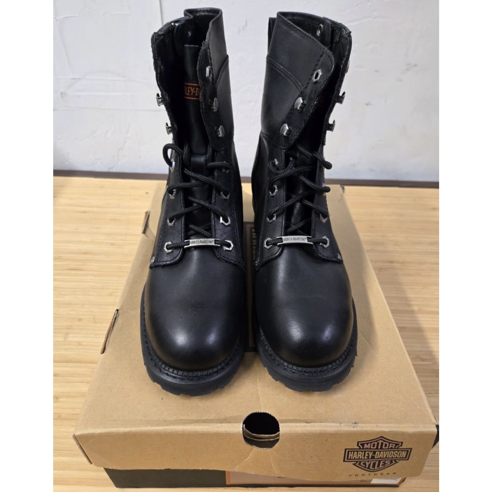 Harley Davidson VINTAGE Harley-Davidson Mens 8.5 Leather Motorcycle Boots Cimarron 95203 Black Size US 9 / EU 42 - 4 Thumbnail