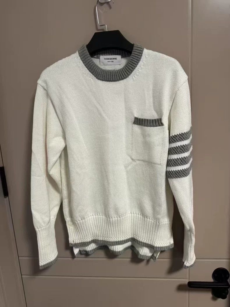Thom Browne Thom Browne Gray and white patchwork sweater Size S / US 4 / IT 40 - 1 Thumbnail