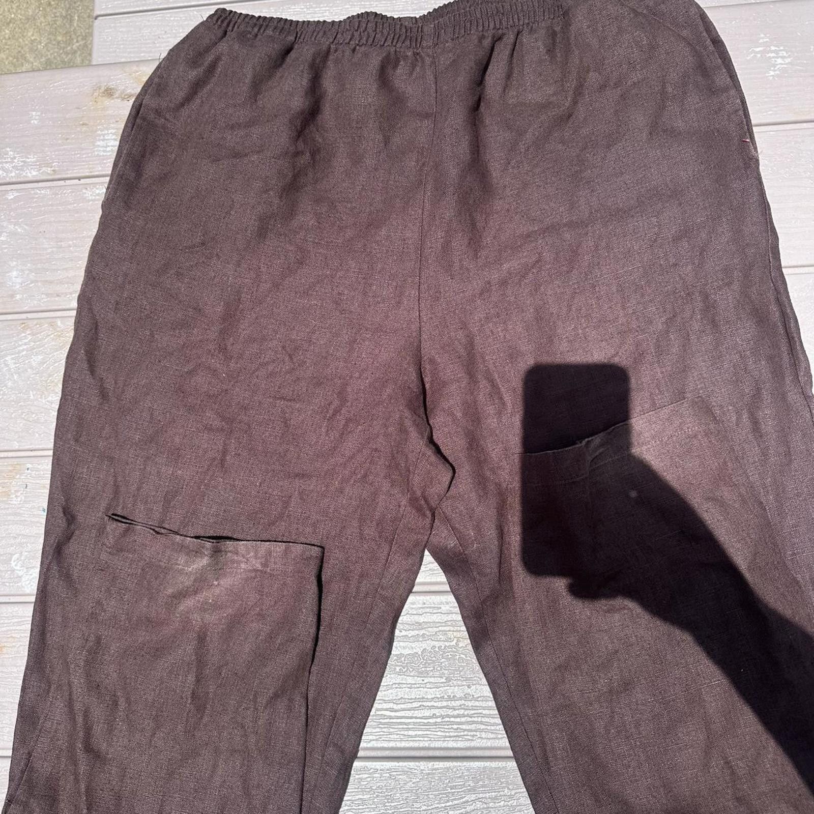 Other Brown linen wide leg pants s #linenpants vintage M/L Size 32" / US 10 / IT 46 - 2 Thumbnail
