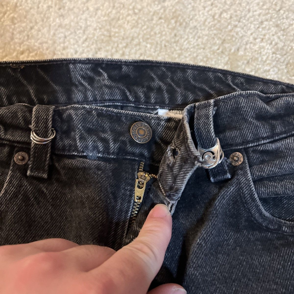 Levi's Vintage Clothing Vintage 550 Levi Strauss Custom Handmade Black Denim Punk Size US 32 / EU 48 - 9 Thumbnail