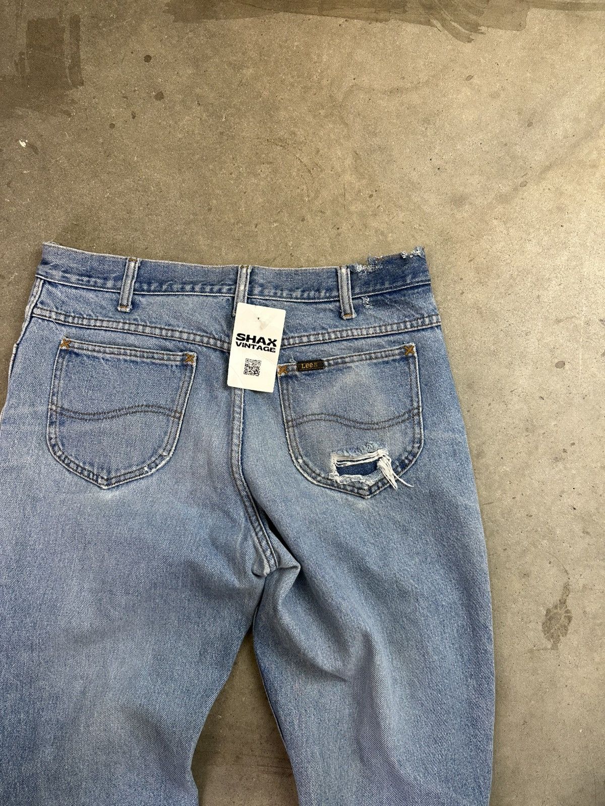 Lee × Vintage 80s Vintage Lee Distressed Light Wash Denim 34" Size US 34 / EU 50 - 3 Thumbnail