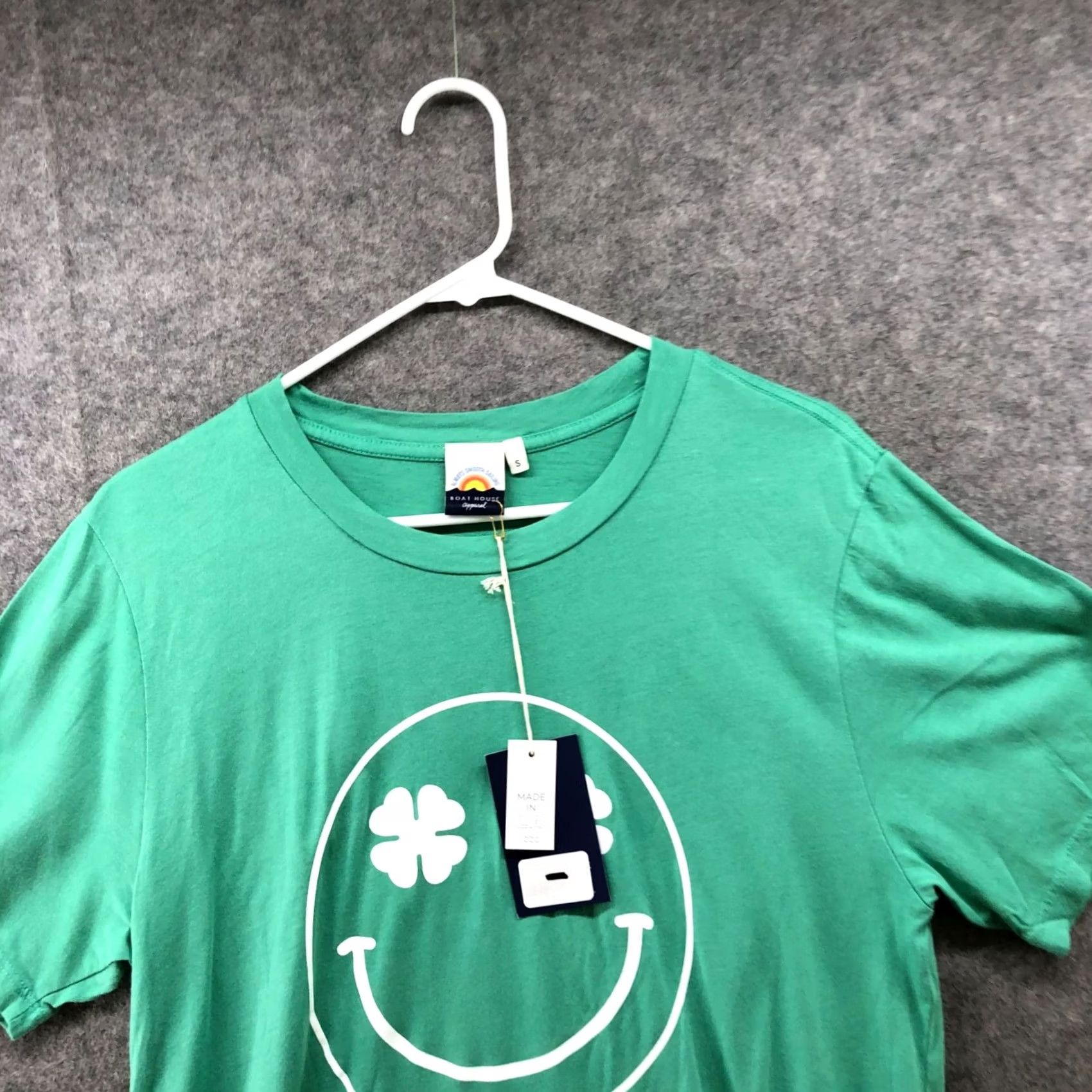 Vintage Mens S Green T Shirt Boathouse Apparel Lucky Smiley Face St. Patrick's Day Size US S / EU 44-46 / 1 - 3 Thumbnail