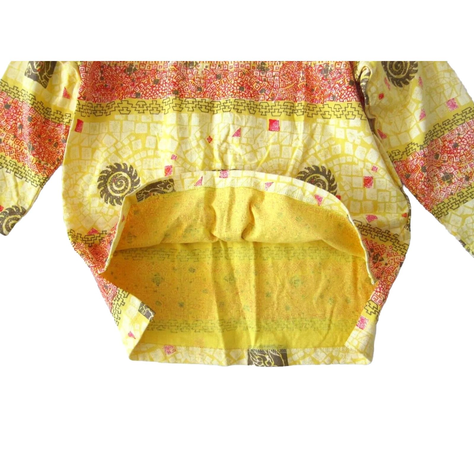 Pinko VINTAGE Teaze Blouse Shirt M-L Mock Neck Long Sleeve Top Womens Tunic Yellow 90s NWT Sunwear Geometric Cotton 80s Style Size M / US 6-8 / IT 42-44 - 7 Thumbnail
