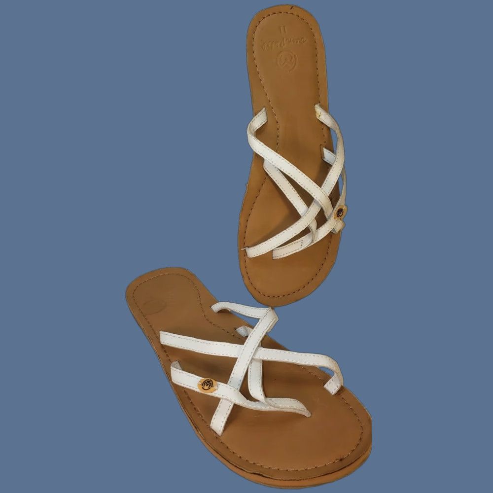 Vintage Ocean Minded Slide Strappy Sandals Women's Size 11M White Leather Casual Womens Size US 11 / IT 41 - 1 Thumbnail