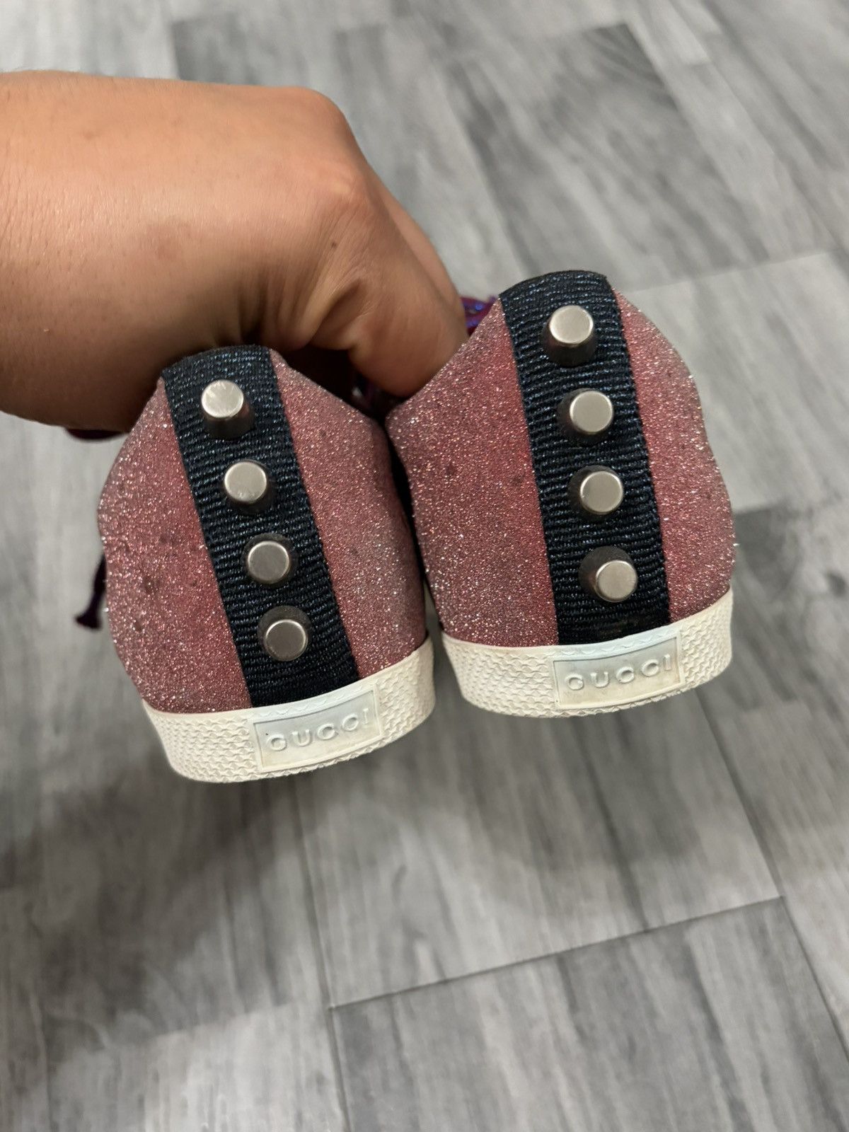 Gucci Gucci Bambi Pink Glitter Low-Top Sneakers Size US 6 / IT 36 - 9 Thumbnail