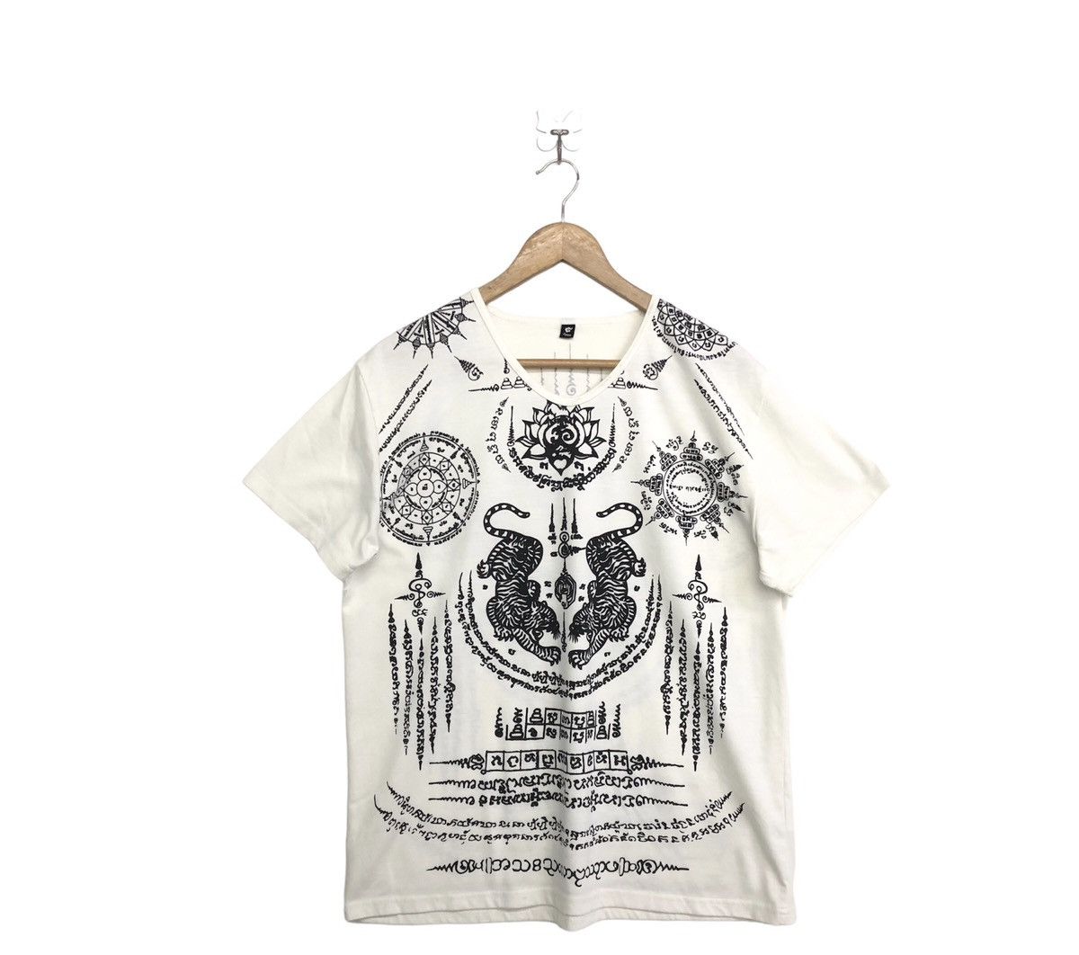 Japanese Brand Amina Sak Yant Twin Tiger Motive Miror Print Shirt Size US M / EU 48-50 / 2 - 1 Thumbnail