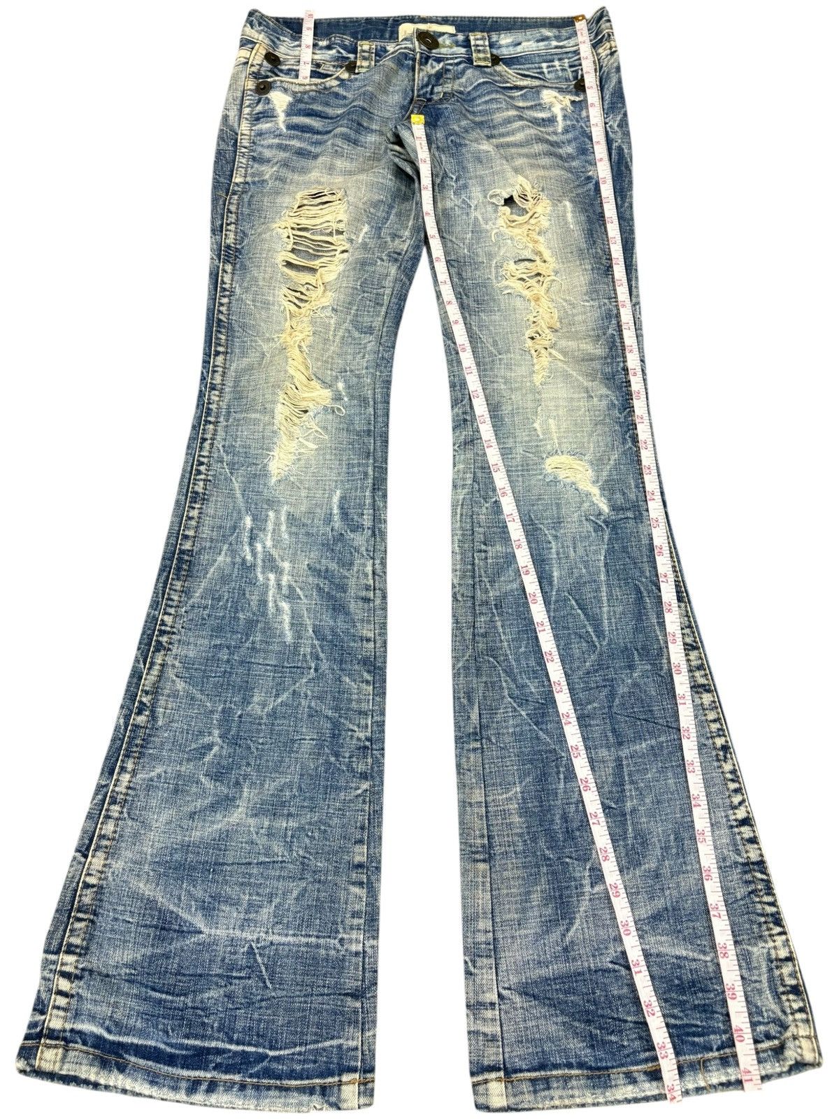 Yoshiyuki Konishi Vintage Japanese Brand Faded Distressed Flare Jeans Size 32" / US 10 / IT 46 - 11 Thumbnail