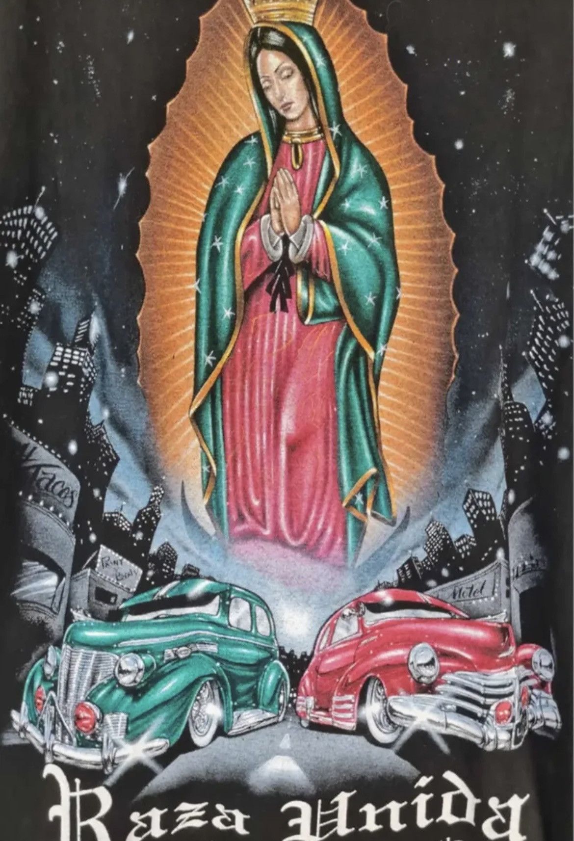 Vintage Virgen Guadalupe vintage t shirt chola 90s tshirt XL rare Size US XL / EU 56 / 4 - 2 Thumbnail