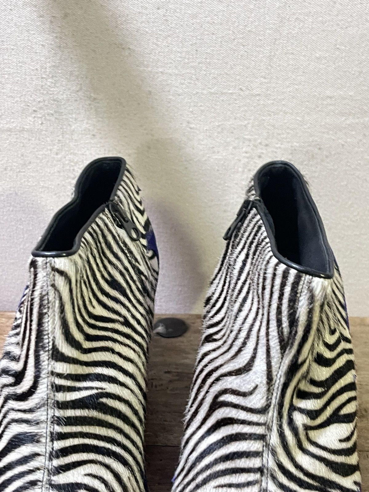 Haider Ackermann SS16 Zebra Ponyhair and Blue Suede Flame Booties Size US 11 / IT 41 - 9 Thumbnail