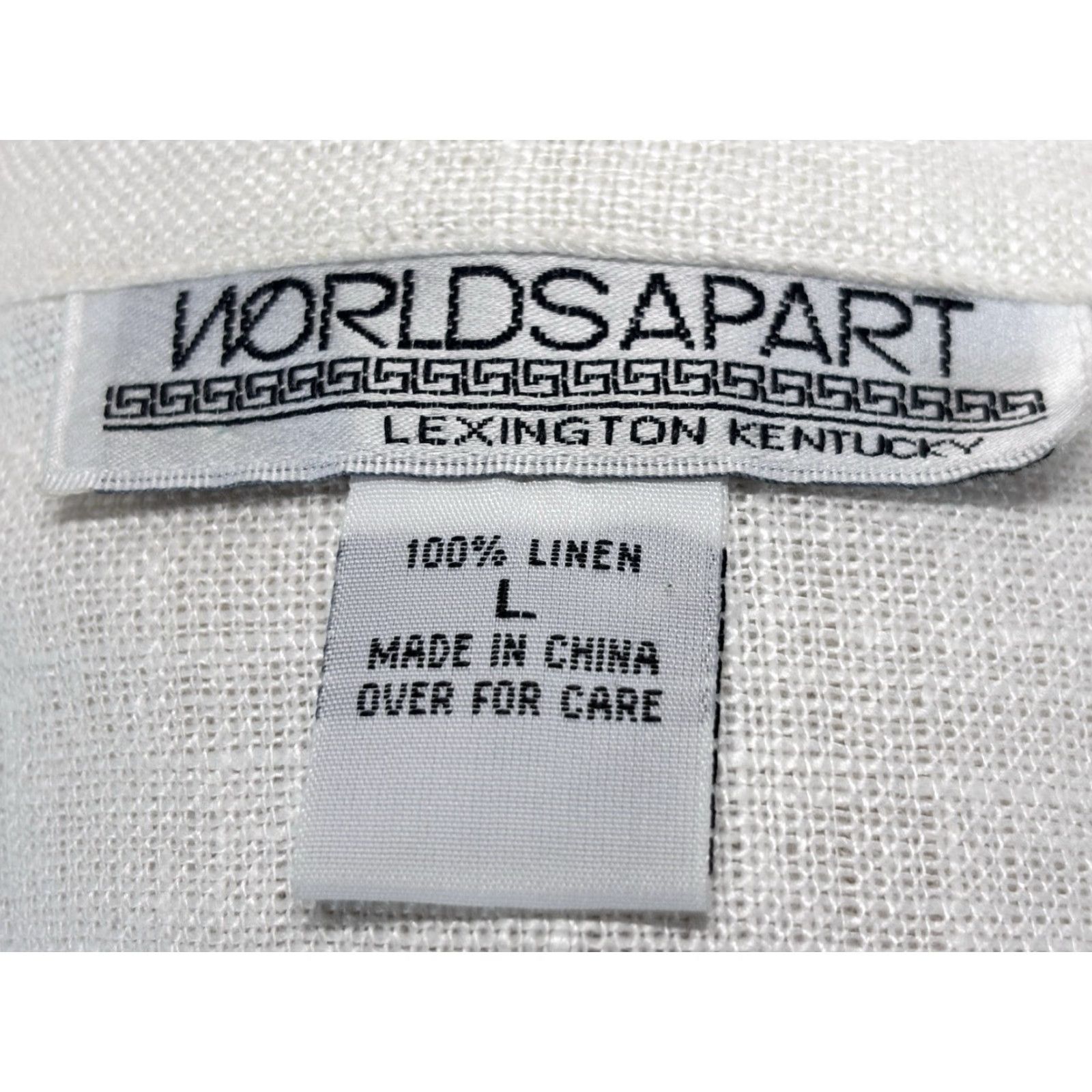 Vintage Worlds Apart Linen Tunic Top Women's Large Ivory Lagenlook Long Sleeve Button-Up Size L / US 10 / IT 46 - 6 Thumbnail