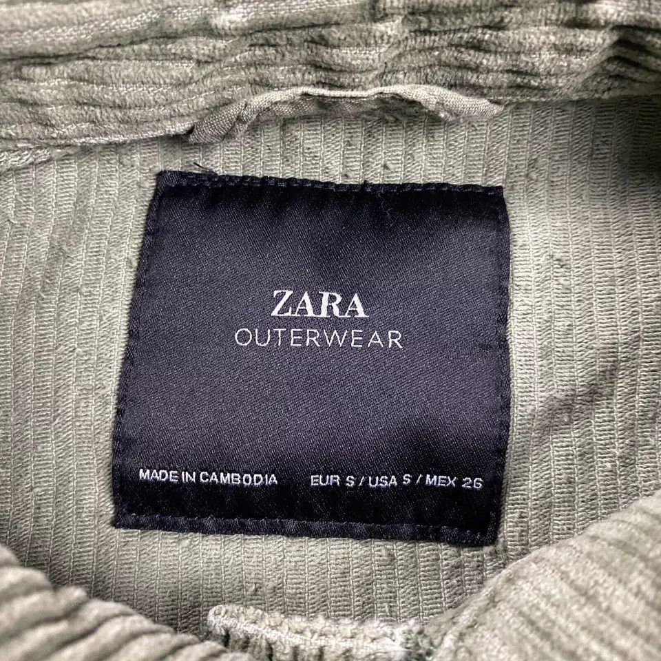 Zara Zara Jacket Womens Small Corduroy Green Trucker Frayed Size S / US 4 / IT 40 - 2 Thumbnail